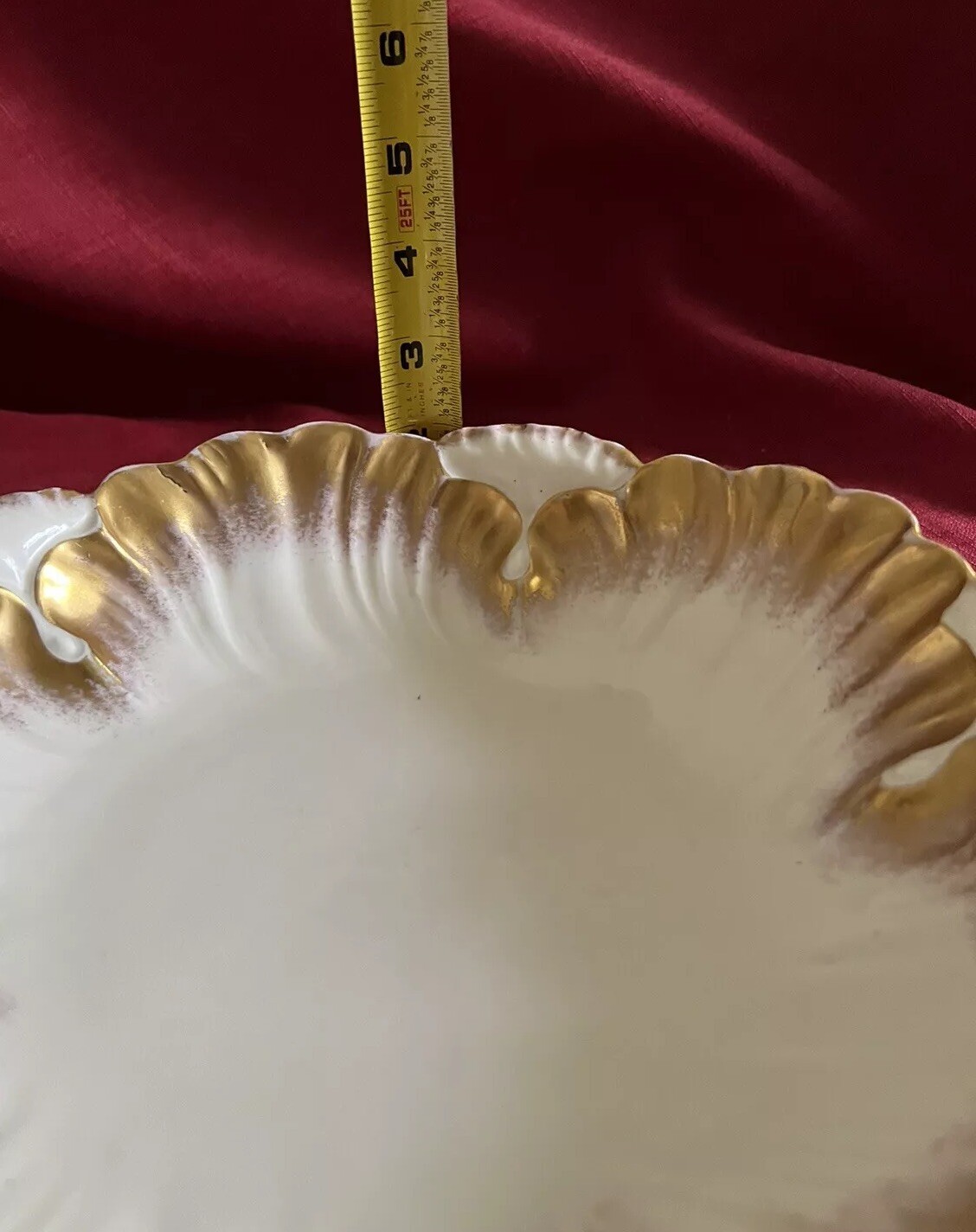 Antique Klingenberg AK Limoges France Centerpiece Bowl Heavy Gilding Scalloped