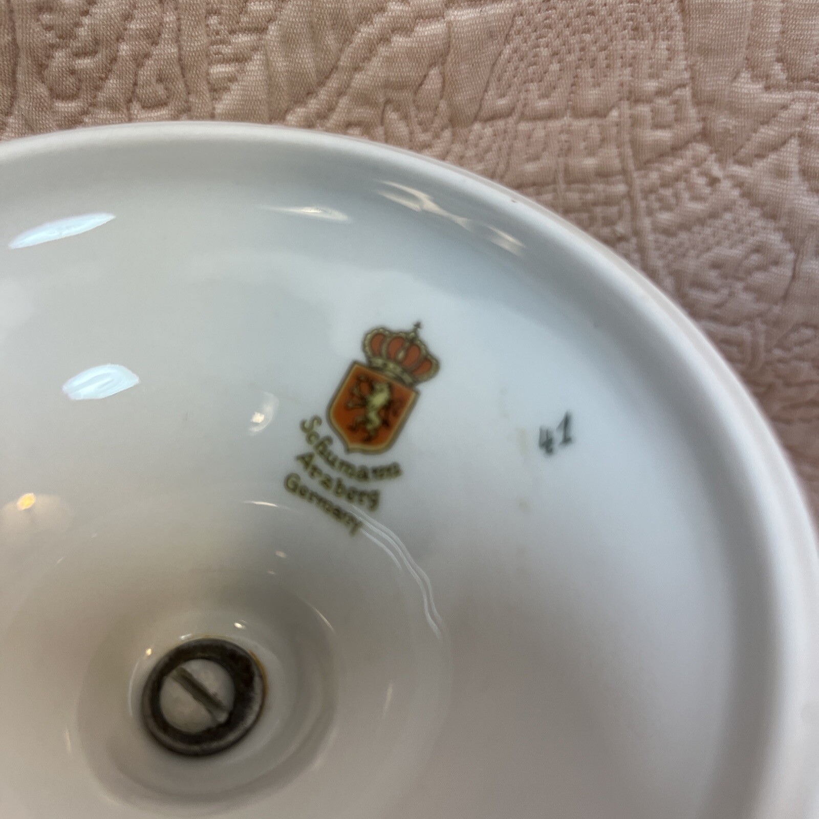 Vtg Schumann Arzberg Reticulated Pedestal Dish Pink Roses Germany