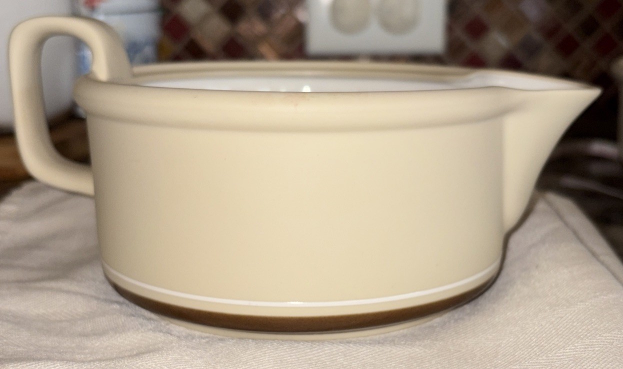 Vintage ARITA GENESIS BROWN Japan 1970 Stonewear Beige With Handle Spout Soup