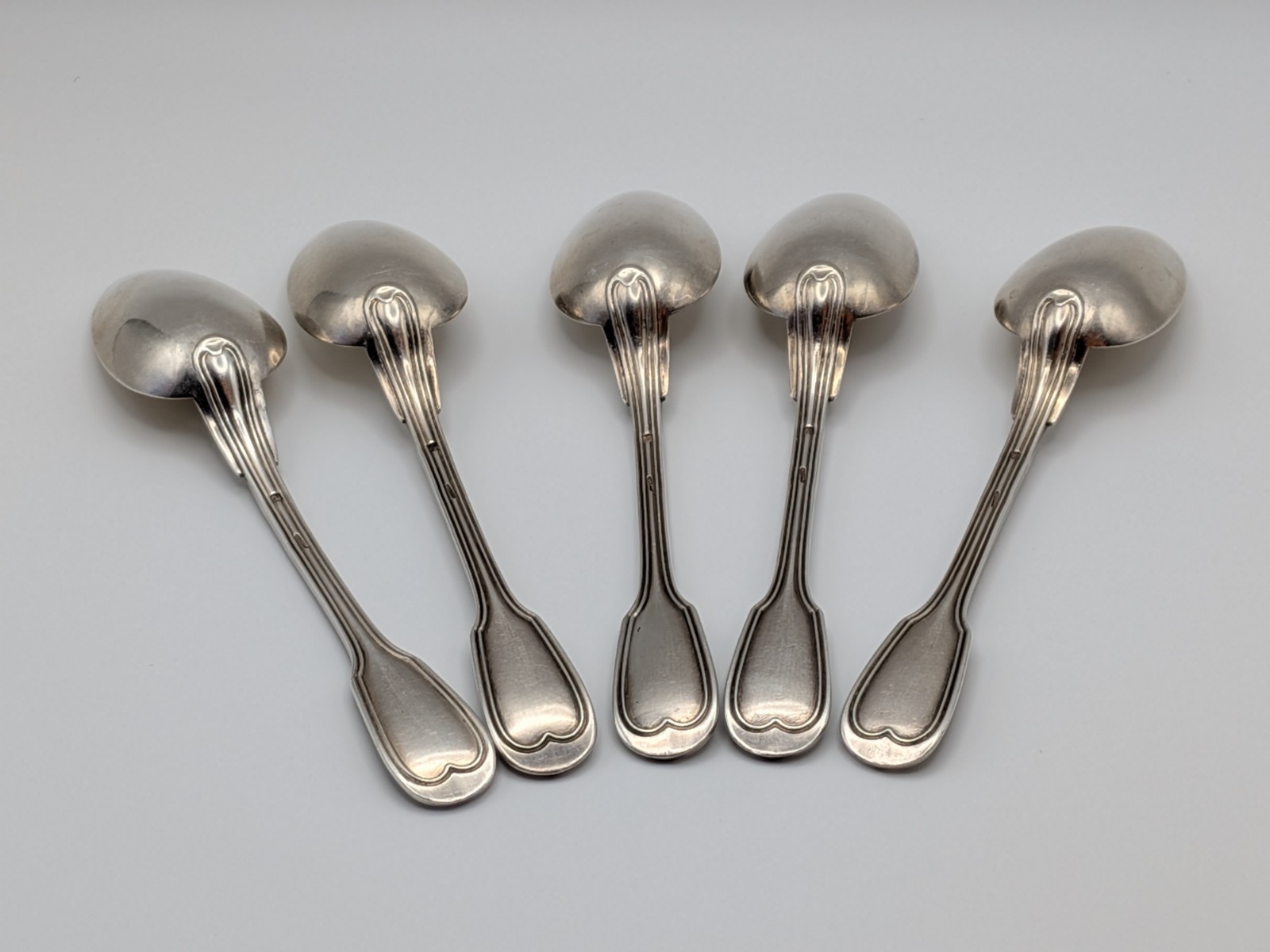 5 Christofle Chinon Pattern Silverplated Teaspoons Dessert Coffee 5 1/2 Inches