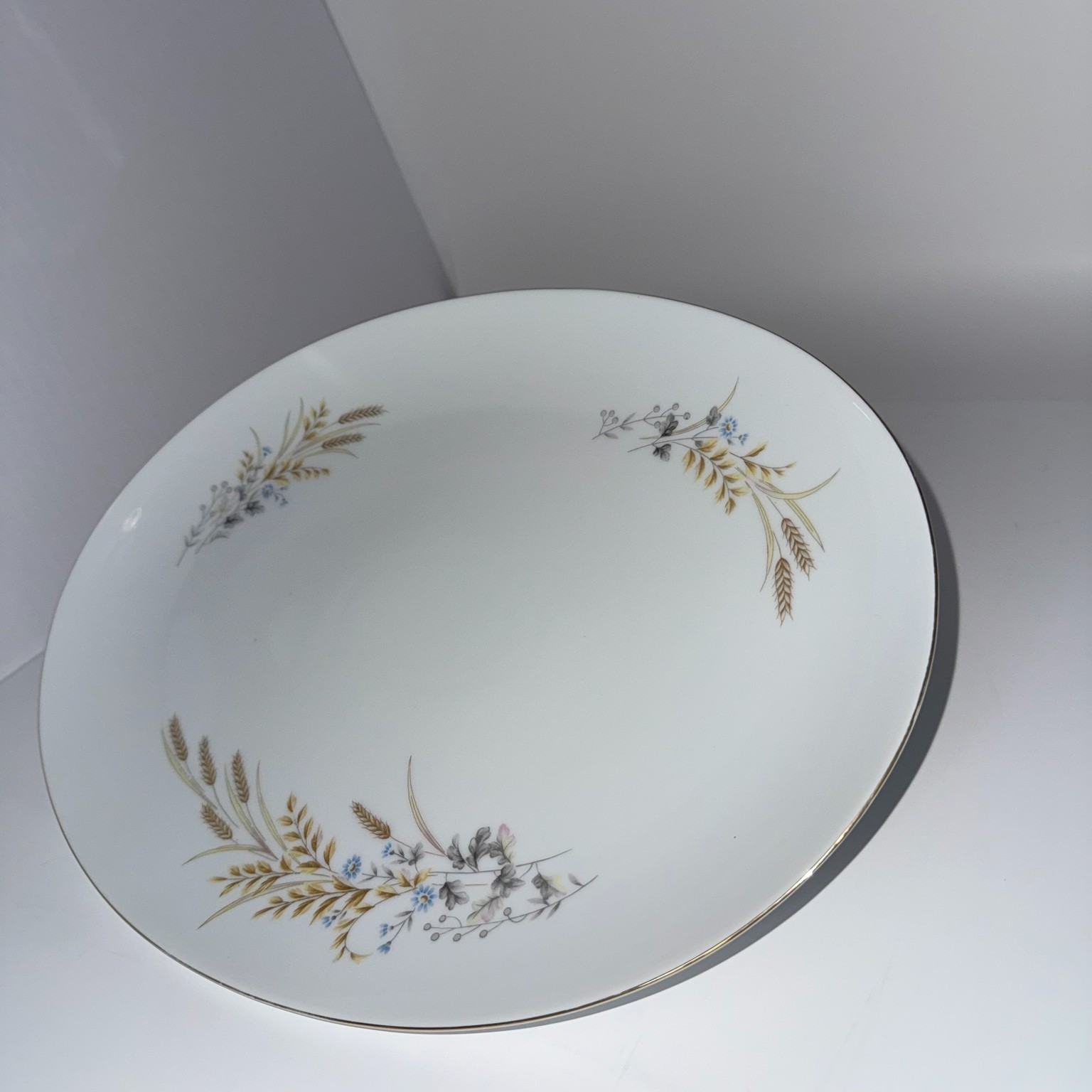 Vintage Autumn Wheat Fine China Japan 14″ Oval Serving Platter Gold Trim