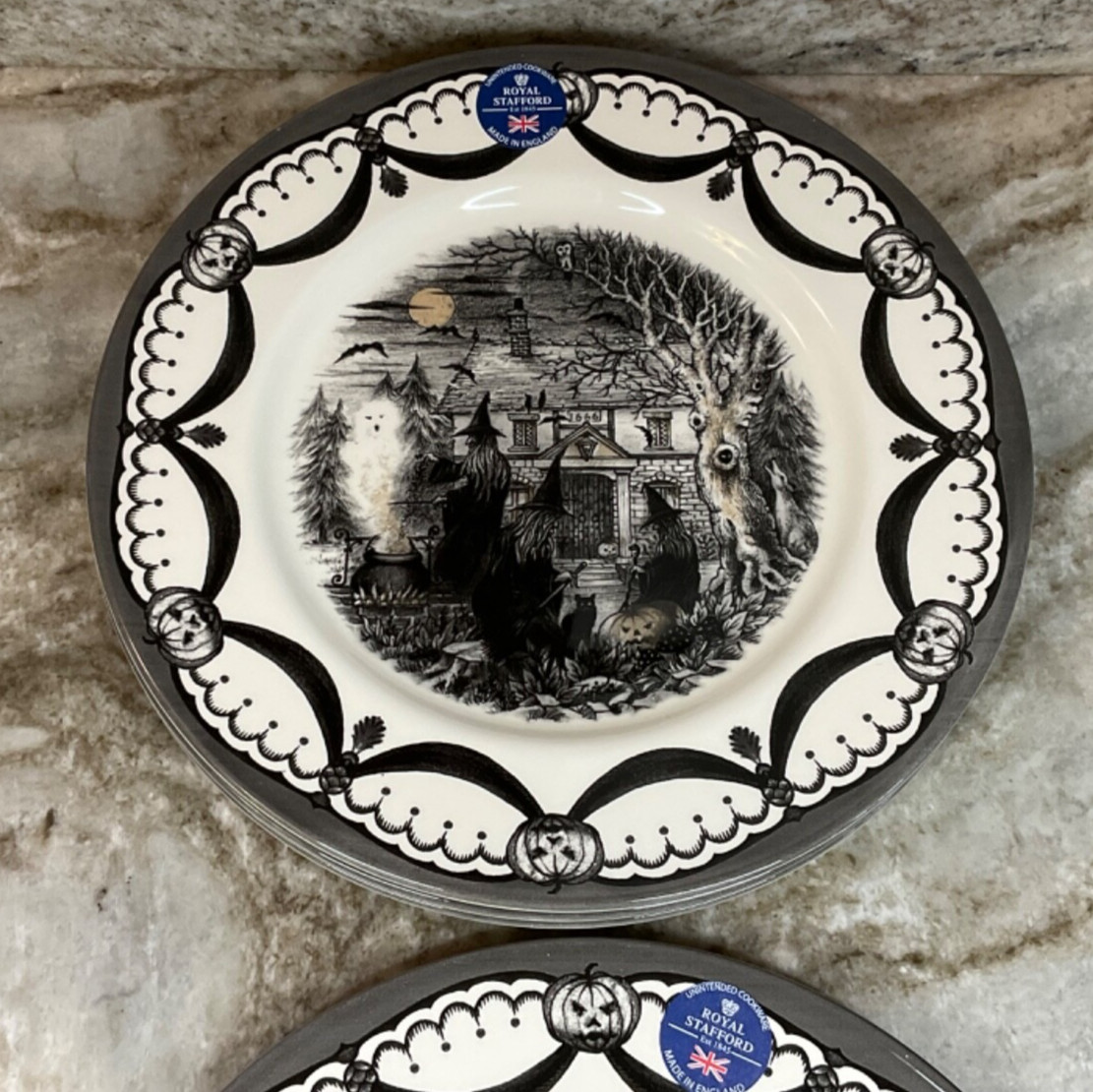 The Witches Coven Dinner Plates By Royal Stafford Halloween 11 Inch Set Of 4 New