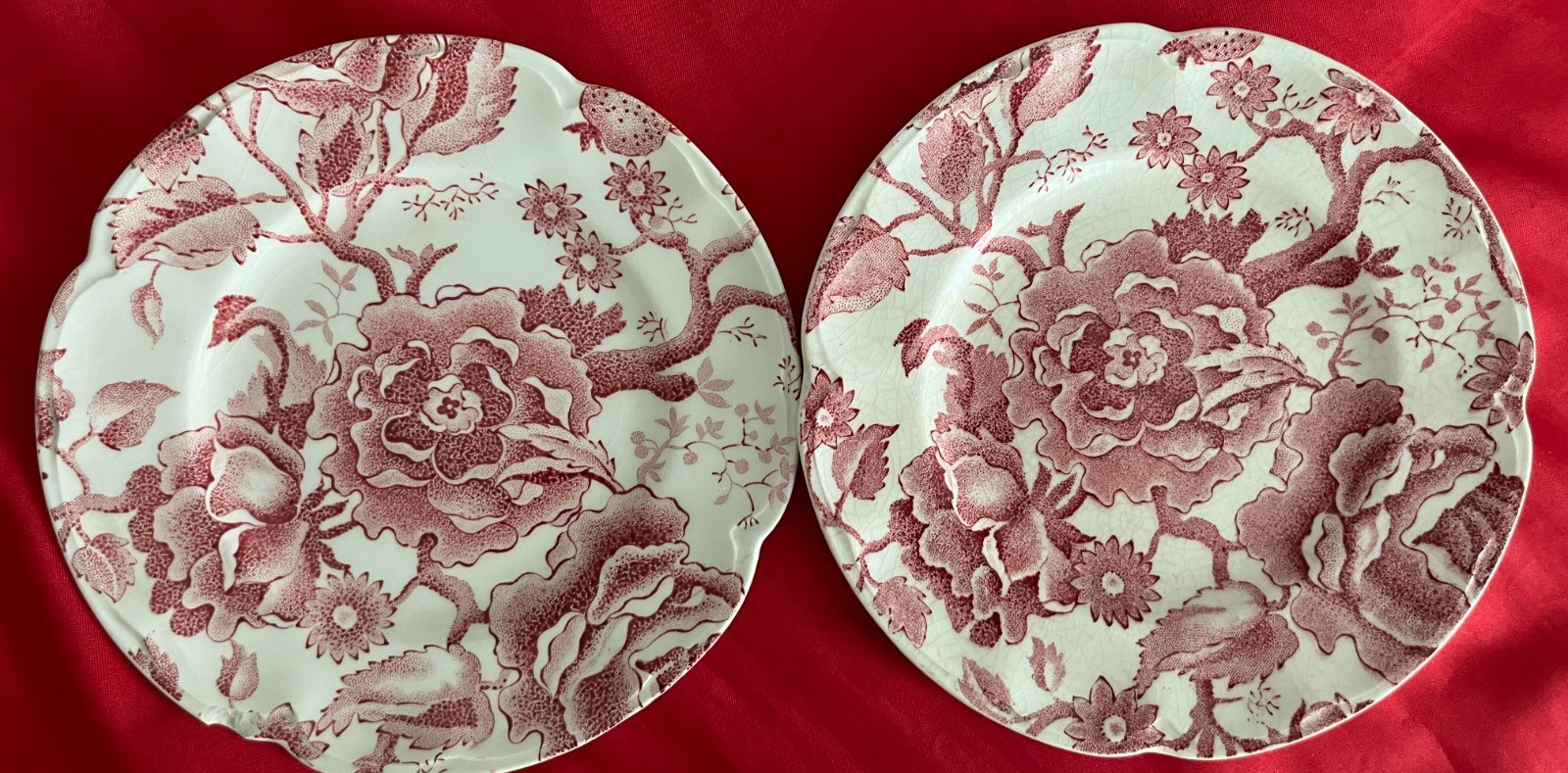 2 JOHNSON BROTHERS Pink Chippendale BREAD PLATES 6 1/4 inches