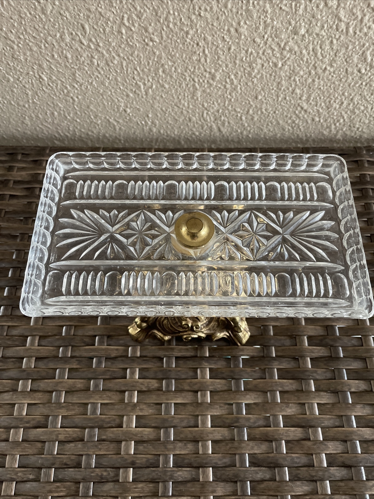 Cut Glass Crystal Burst Pattern Candy Nut, Butters Pedestal ￼Server Dish Tray