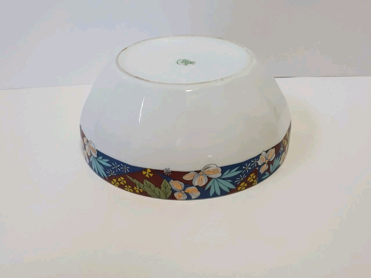 Vintage Graf Von Henneberg Floral Porcelain Serving Bowl Blue, Rust, Green, Gold