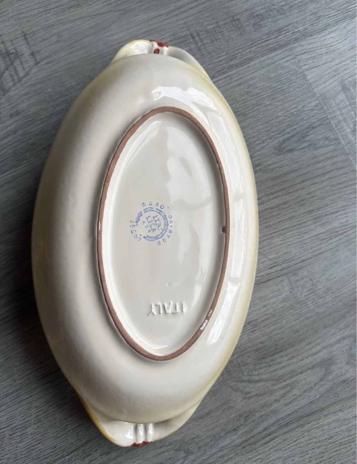 Italia Ceramic Oval Grapes Serving Tray w/ Handles 12in Made in Italy