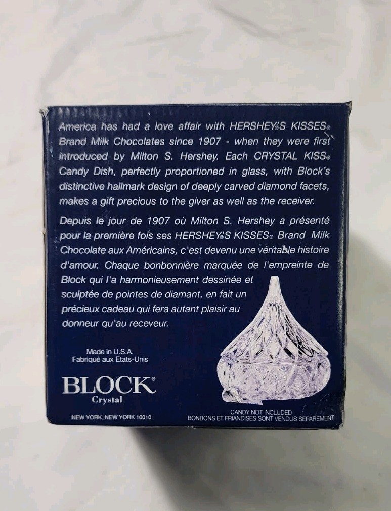 BEAUTIFUL Vintage BLOCK CRYSTAL Hershey’s Kiss Candy Dish 1999 MADE IN THE USA