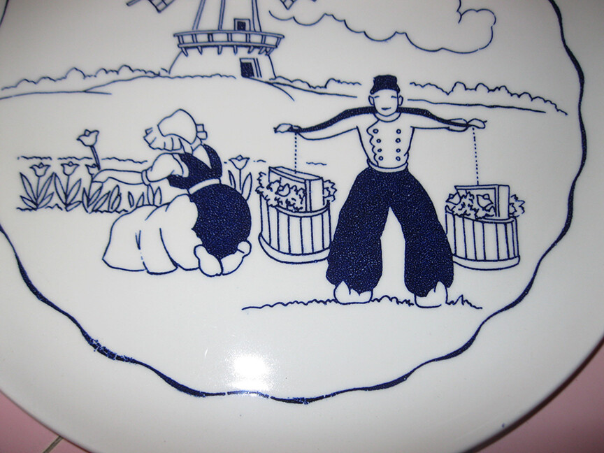 1950s Hollydale Pottery Merry Dutch 2 Chop Plates Platter Malibu Modern Calif.