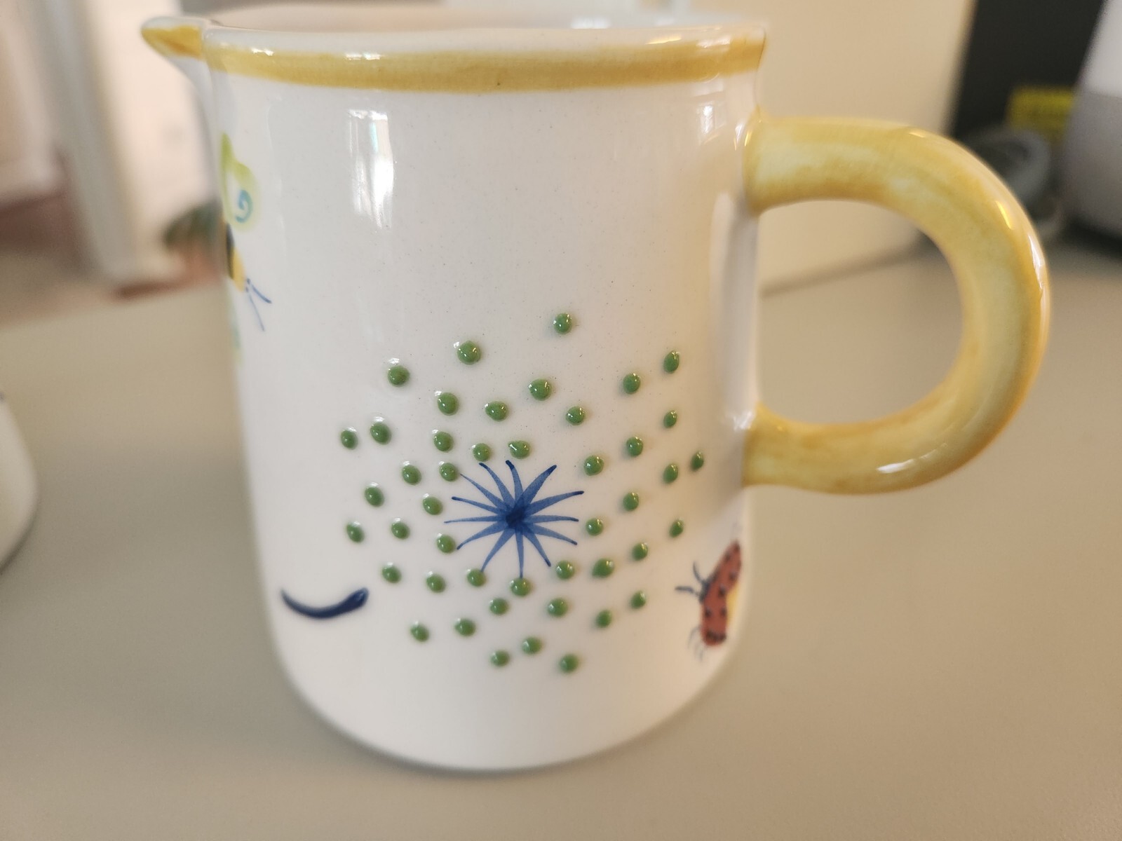 Bico China Cream Pitcher / Sugar BowlWhite Yellow Frog Bumble Bee Lady Bug Flowe