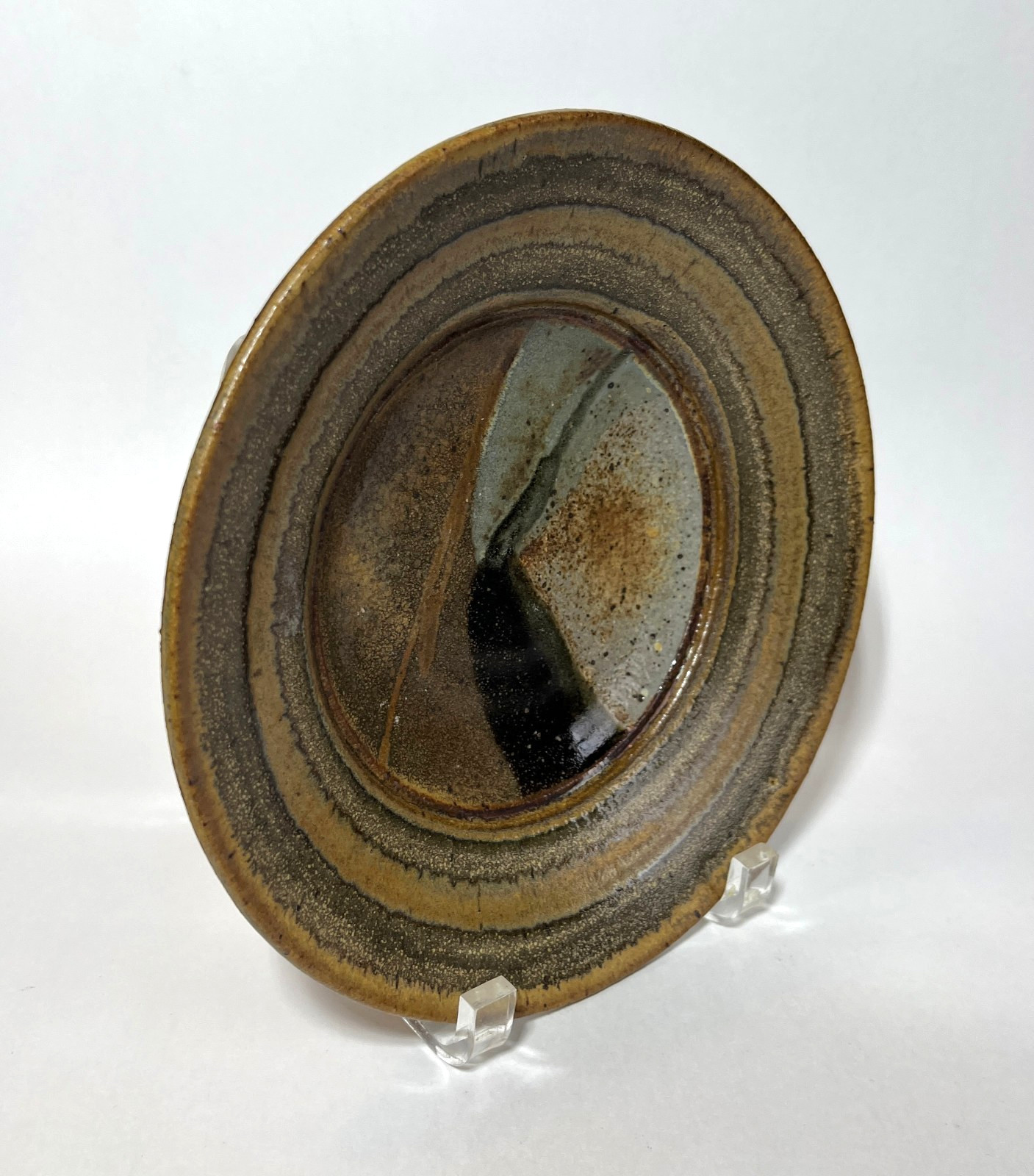 Signed Minor 1973 Studio Art Pottery Stoneware Plate Contemporary Modern