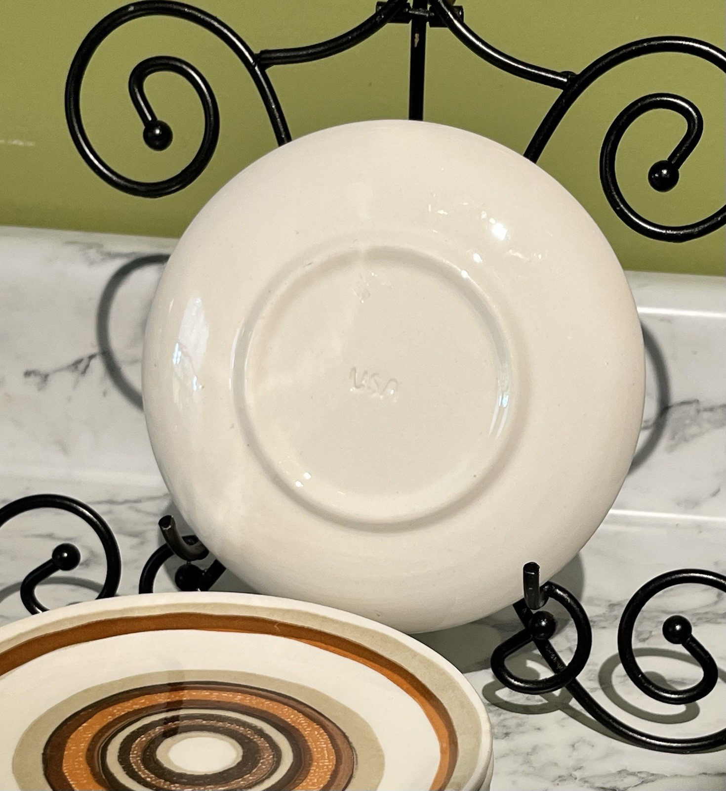 Set Of 7 Royal China Santa Fe Cavalier Ironstone Bullseye MCM Plates Retro USA