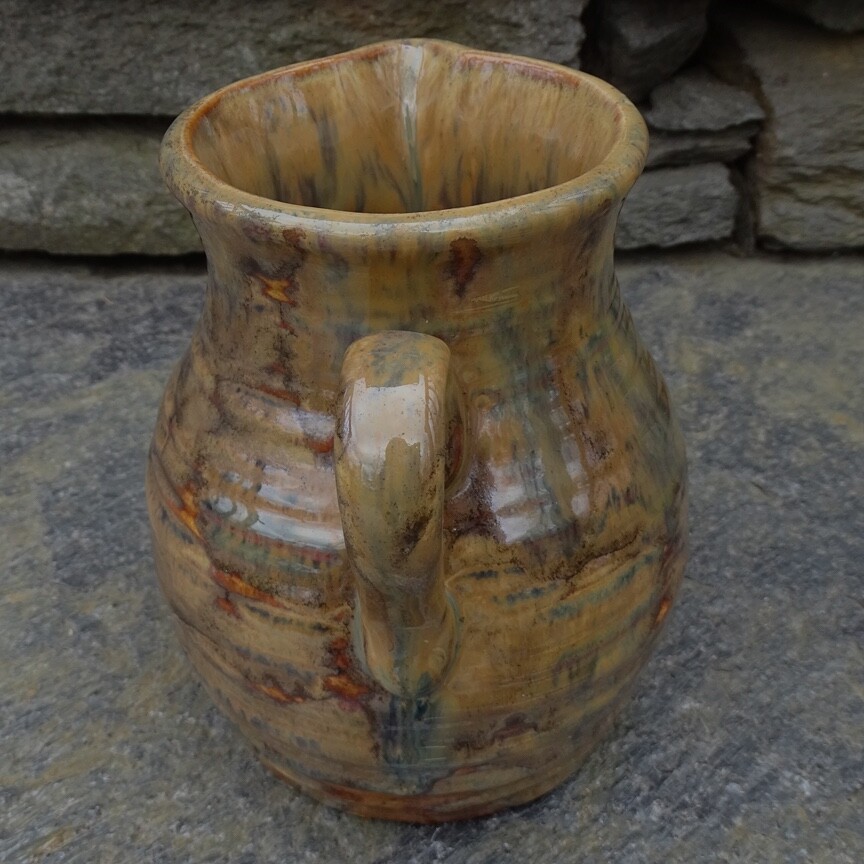 Antique Fulper Art Pottery Pitcher Rustic Earth Tones Colonial Ware Drip Glaze