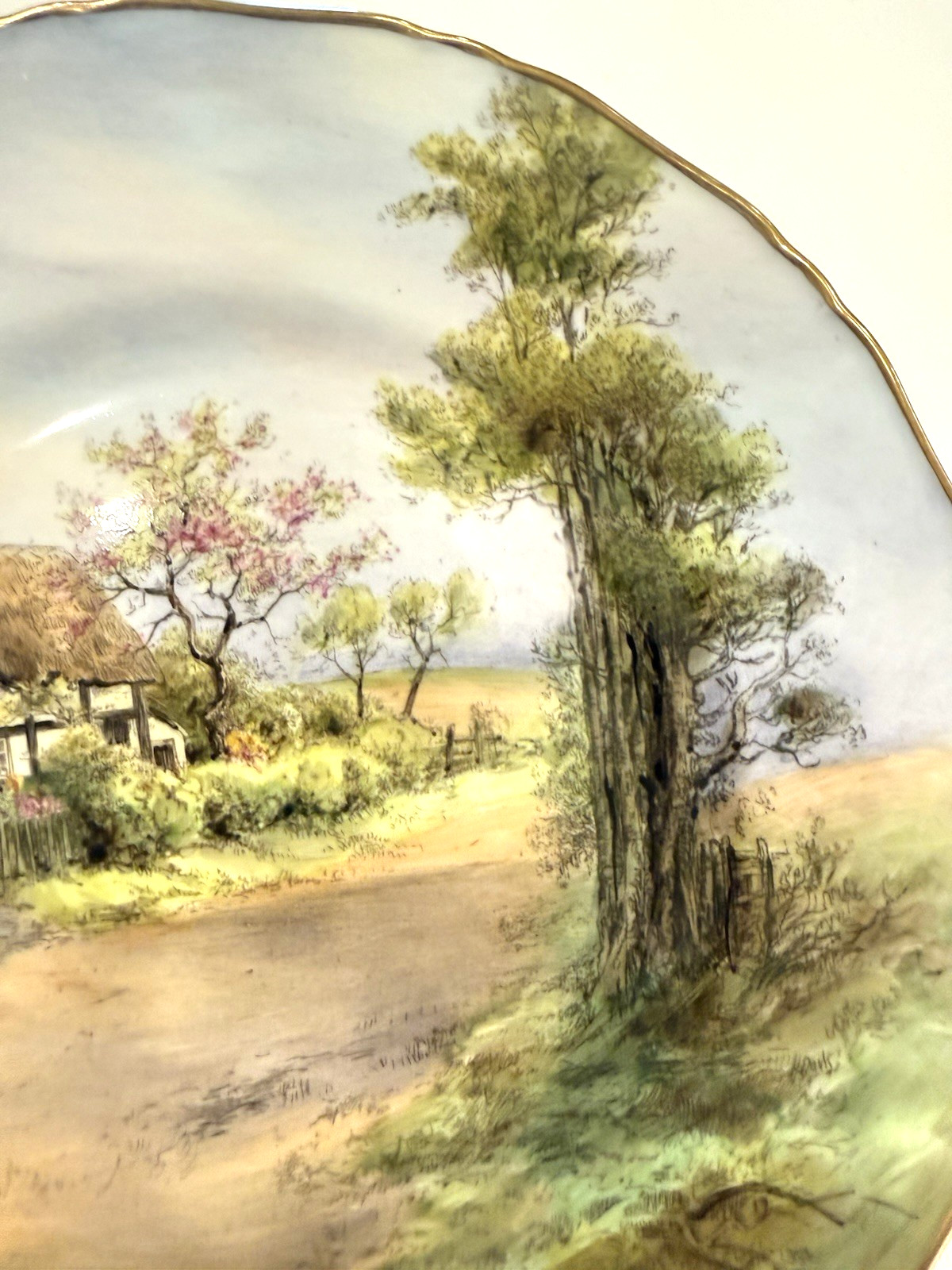 Pristine 1952 Royal Worcester Peter Love Signed Cabinet Plate Harvington 10.5″