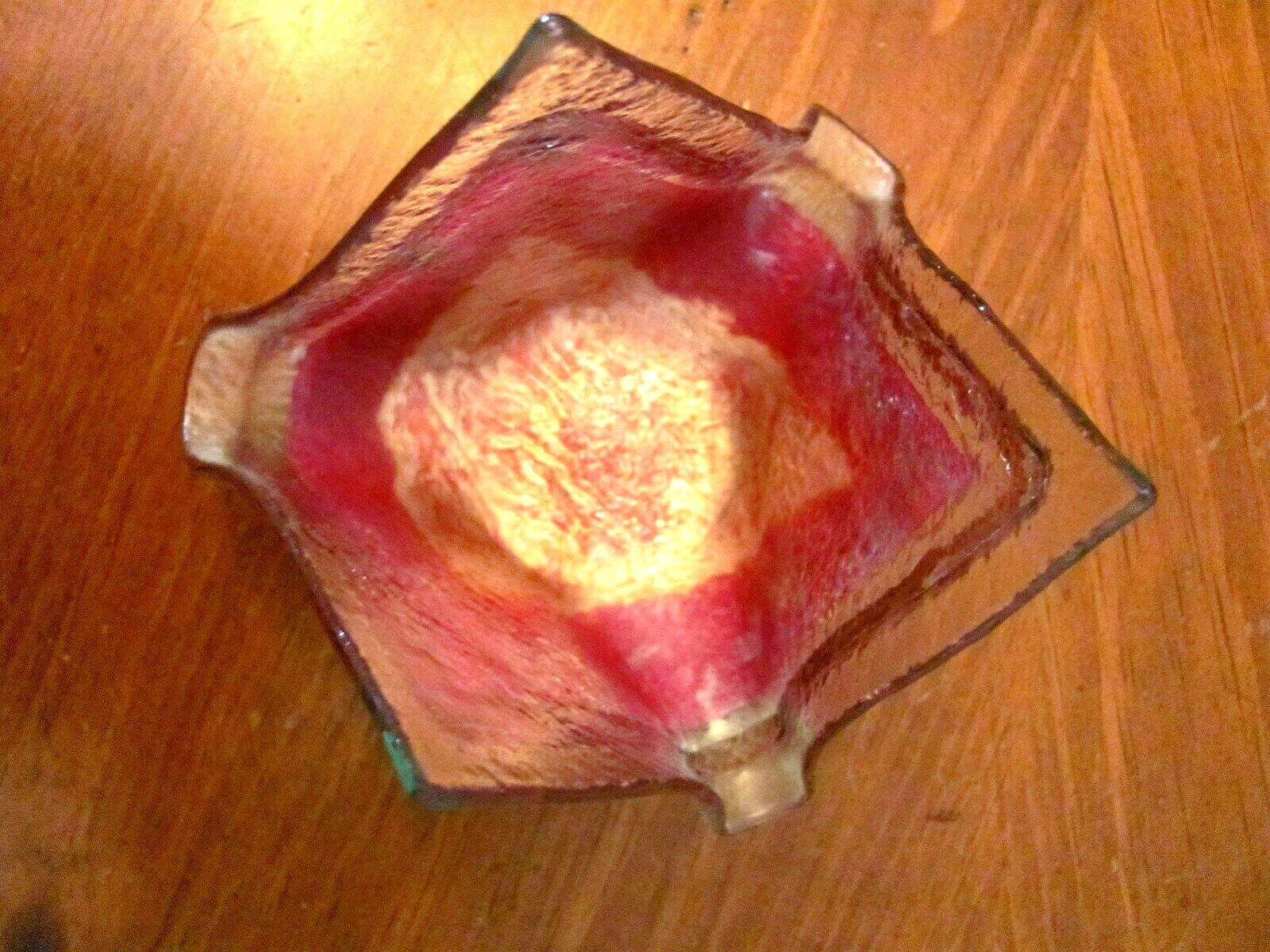 JONES GLASSWORKS Signed~Dated Contemporary Fused Copper Art Glass Freeform Dish