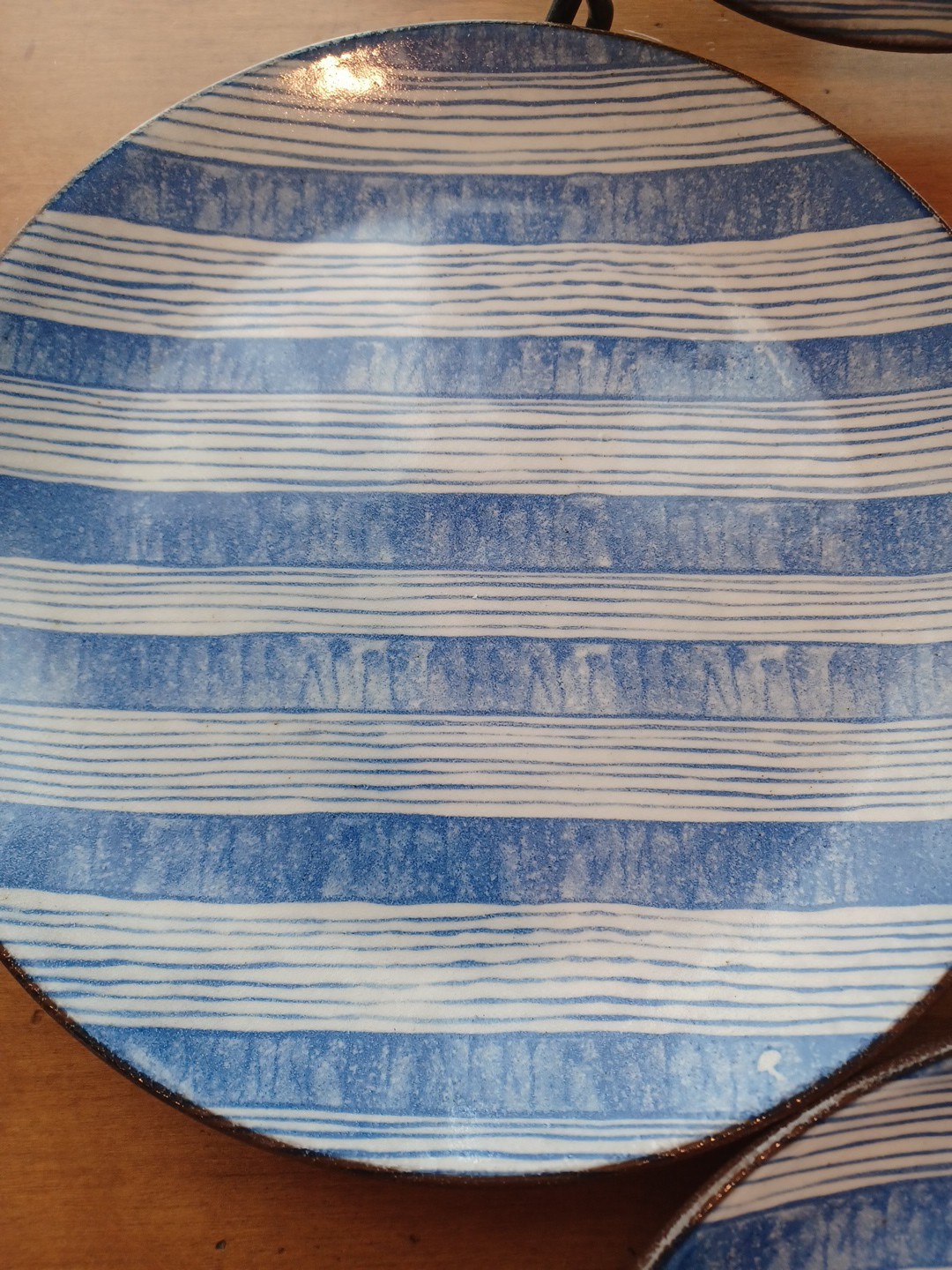 Pfaltzgraff Windsor Stripe Salad Plates 8″ set of 4 Blue White Stripped Linen