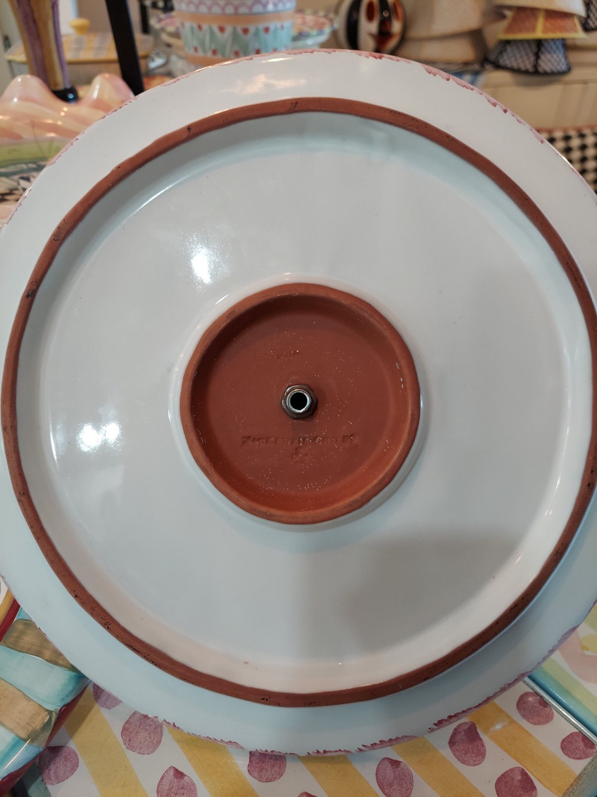 MacKenzie-Childs Odd Fellows Ceramic Cheese Board With Courtly Check
