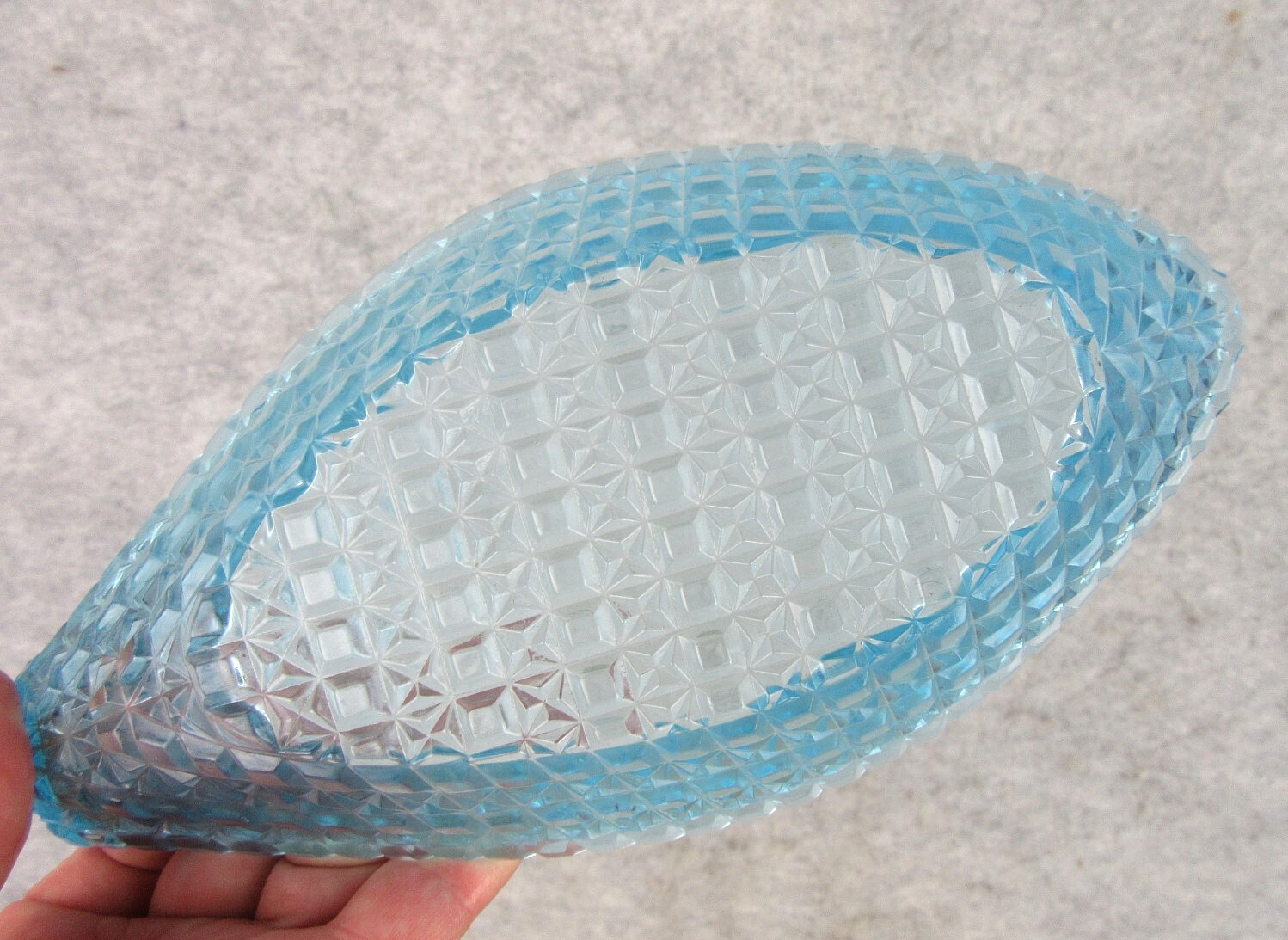 Rare Bryce Brothers Orion Cathedral EAPG Blue Whale / Fish Pickle Relish Dish