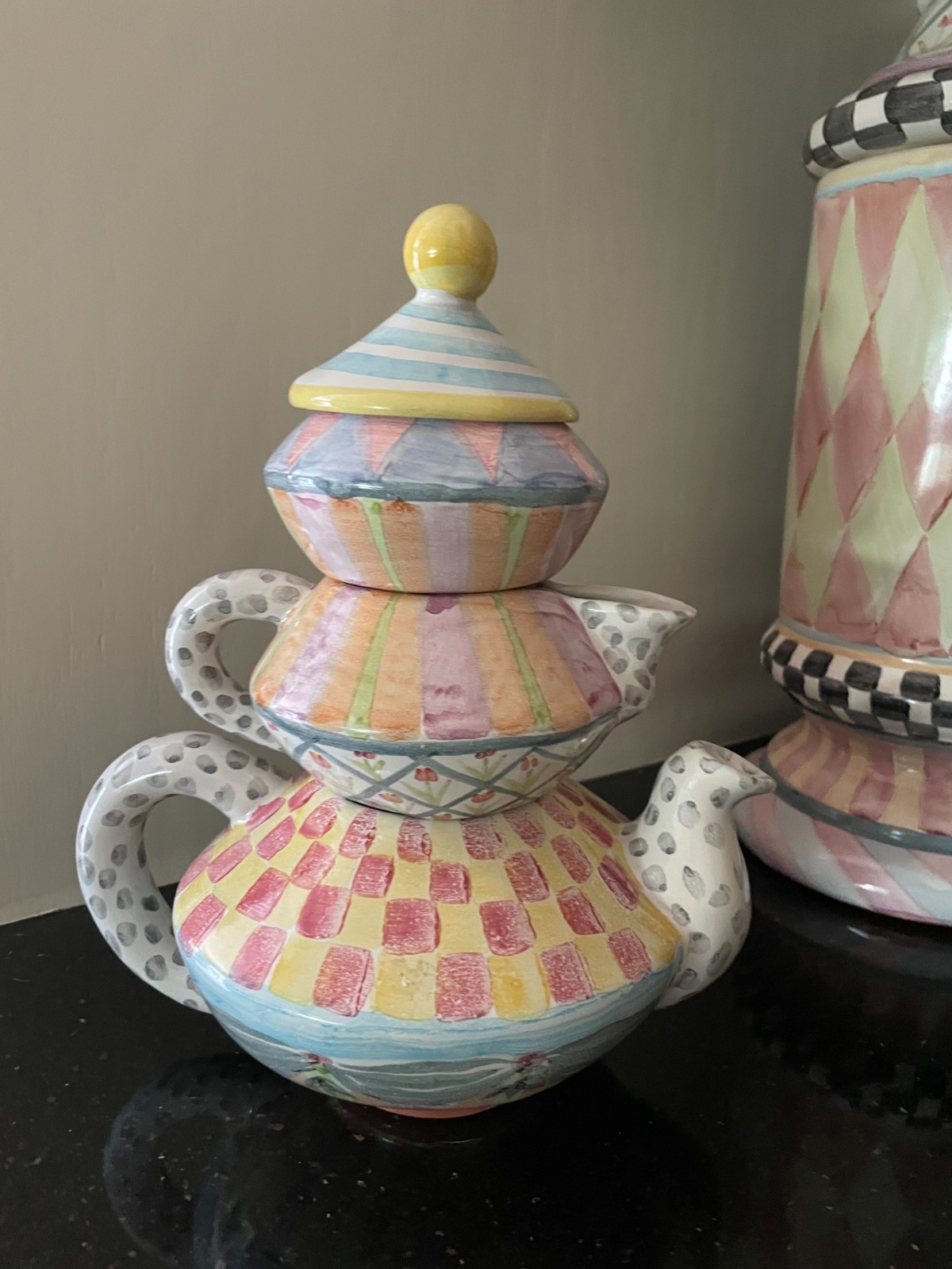 Vintage Mackenzie Childs High Tea Set Pot Creamer Sugar WALLCOURT IMRIE 4 piece