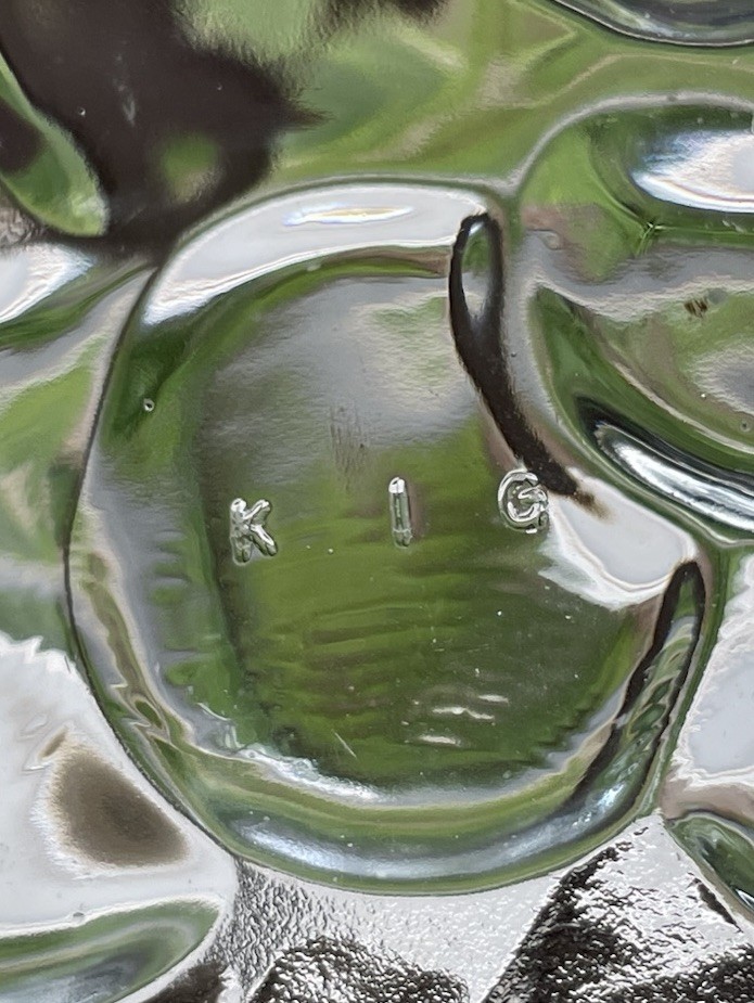 Vintage KIG Indonesia Grapes Leaves Clear Glass Dinner Plates 6 qty 10-3/8″ EVPC