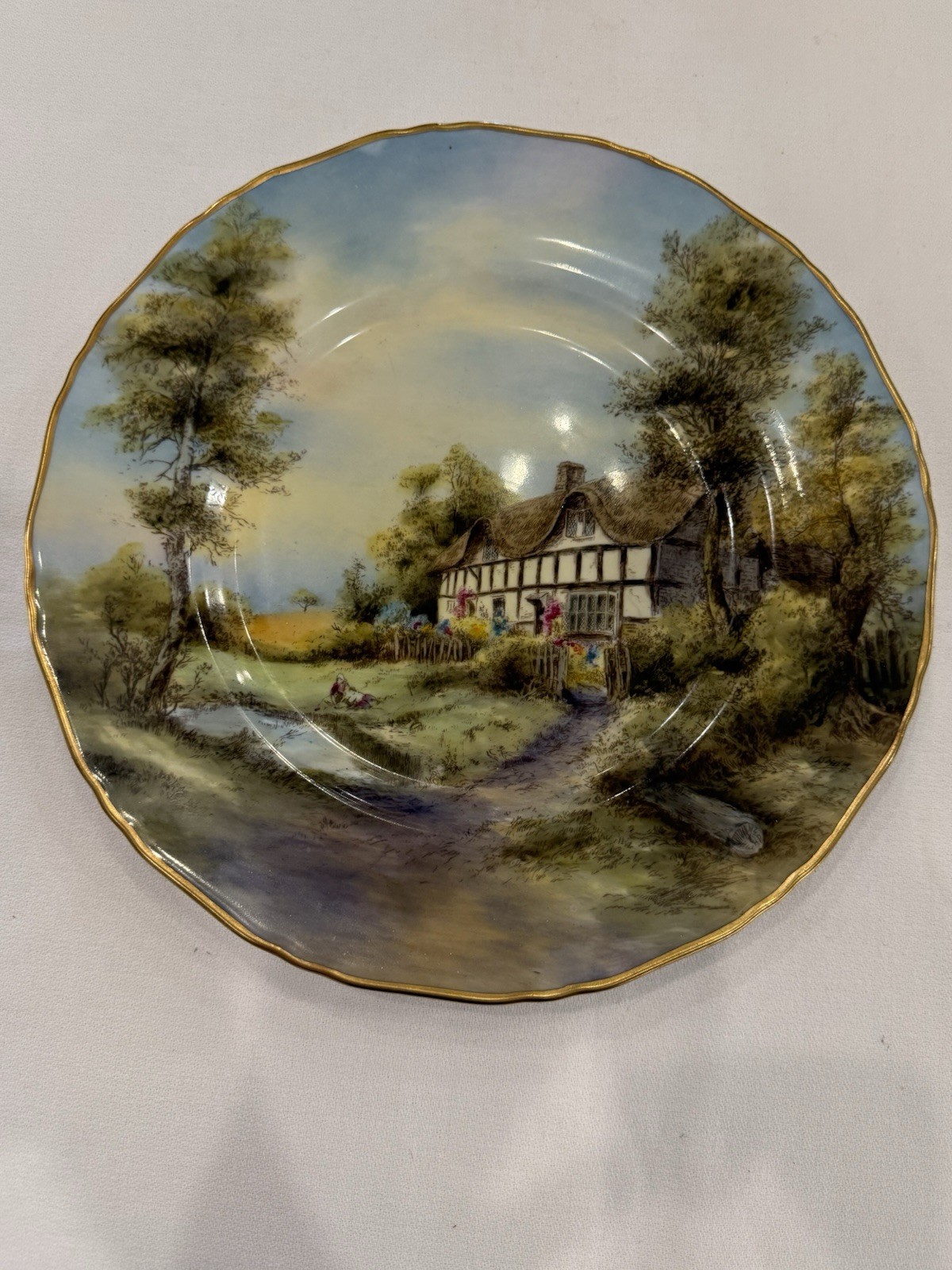 Pristine 1953 Royal Worcester 10.5″ Cabinet Plate Elmley Signed J Smith Mint