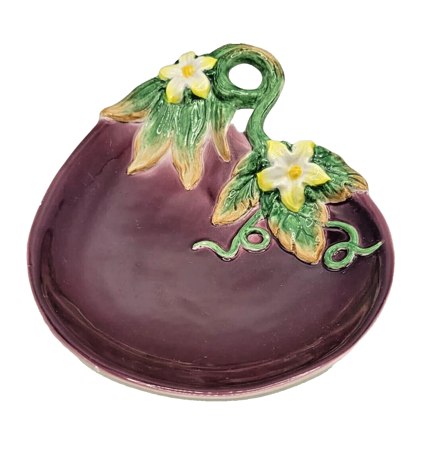 Vintage Fitz & Floyd MCM Purple Eggplant Canapé Plate – Spoon Rest – Wall Decor