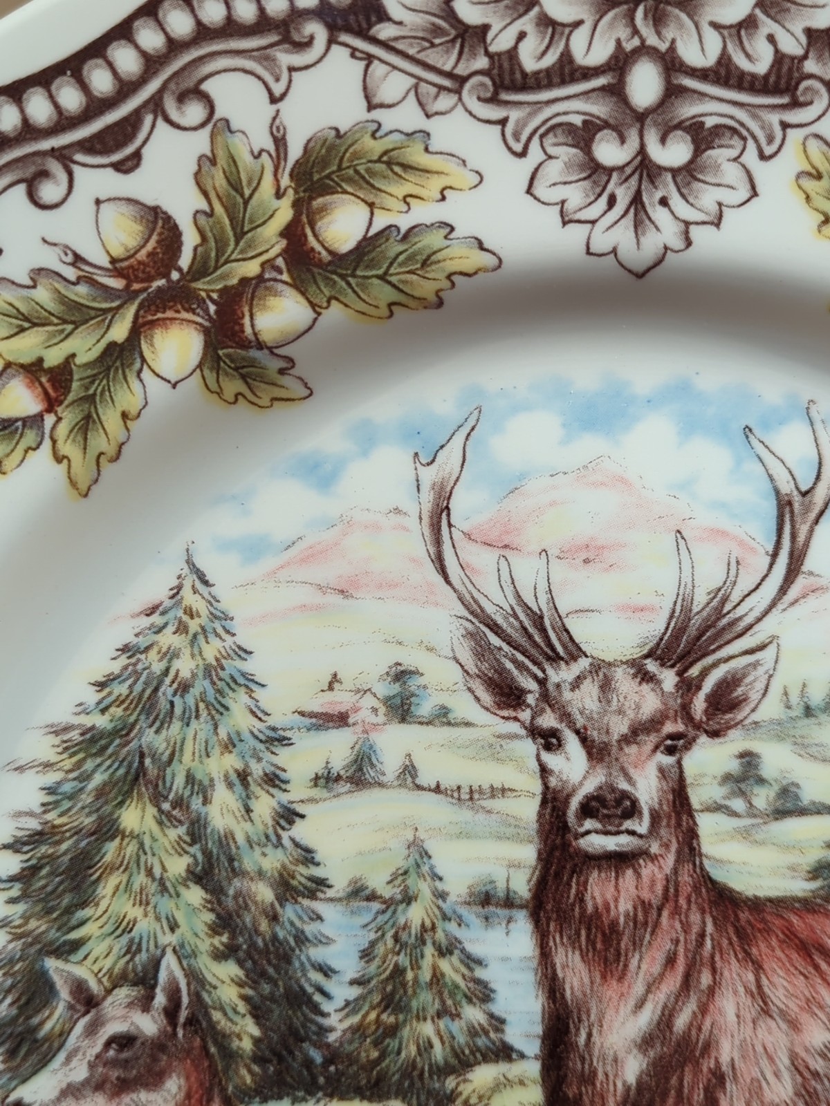 Royal Stafford England Buck Doe Acorn Dinner Plate 11″ NEW