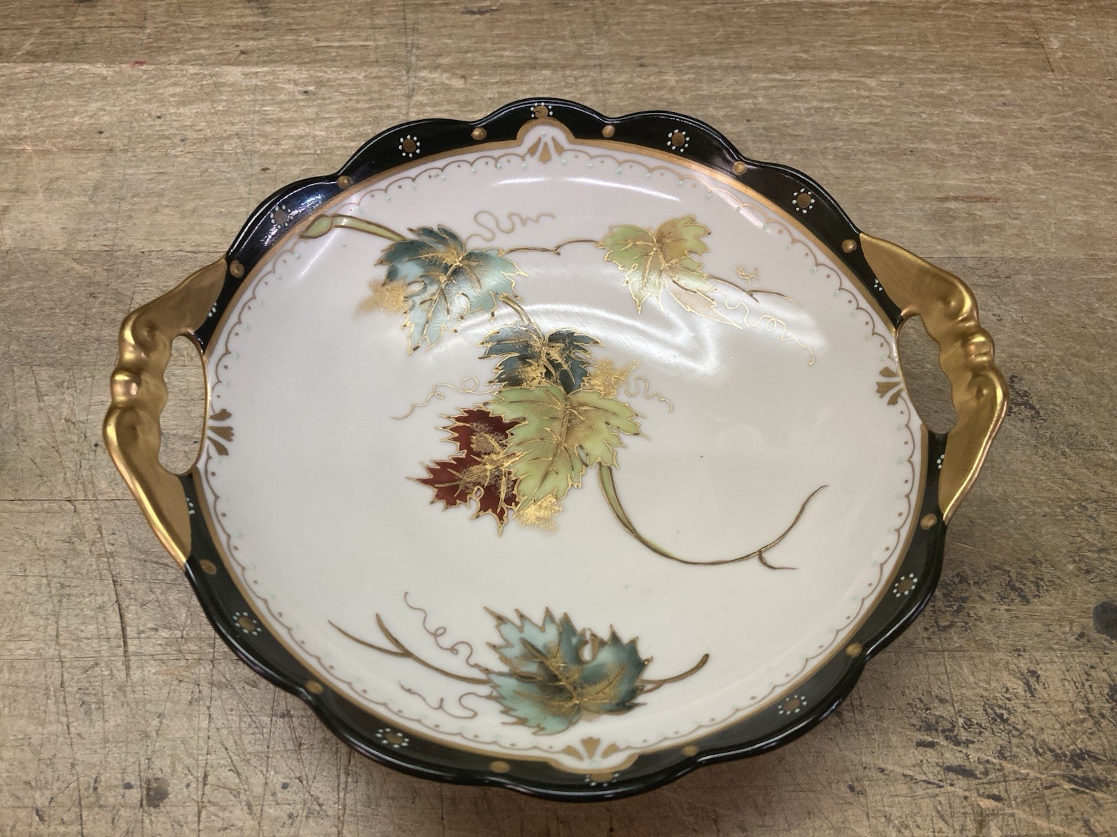 Lovely Antique Hand Painted Bowl / Austria / Pickard China / Fall Leaves