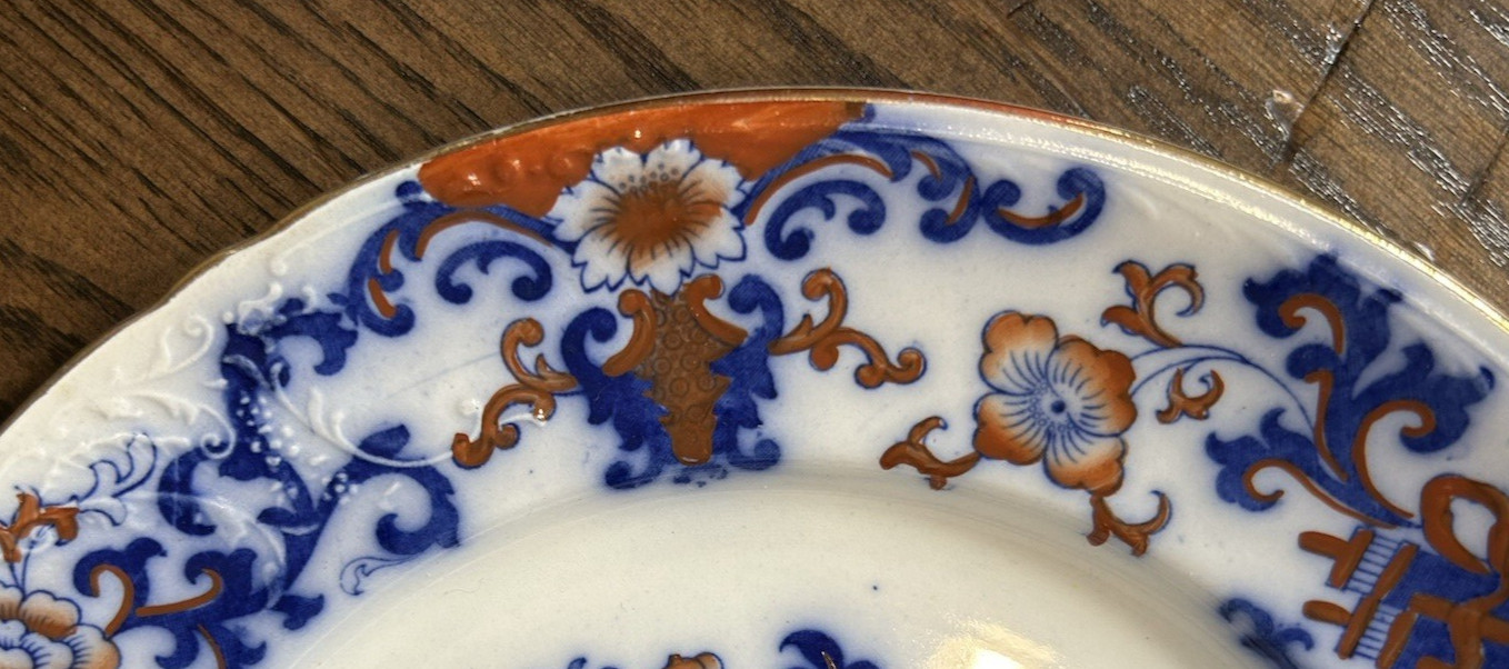 Royal Doulton POLYCHROME FLOW BLUE 10 1/4″ Plate “NANKIN” Staffordshire