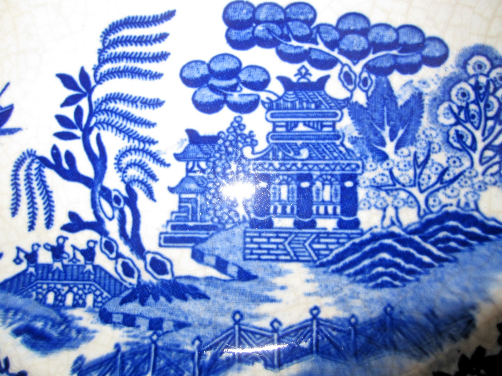Vtg Rare Made in Occupied Japan Motjama Blue Willow Divided Dinner Plate 10-1/4″