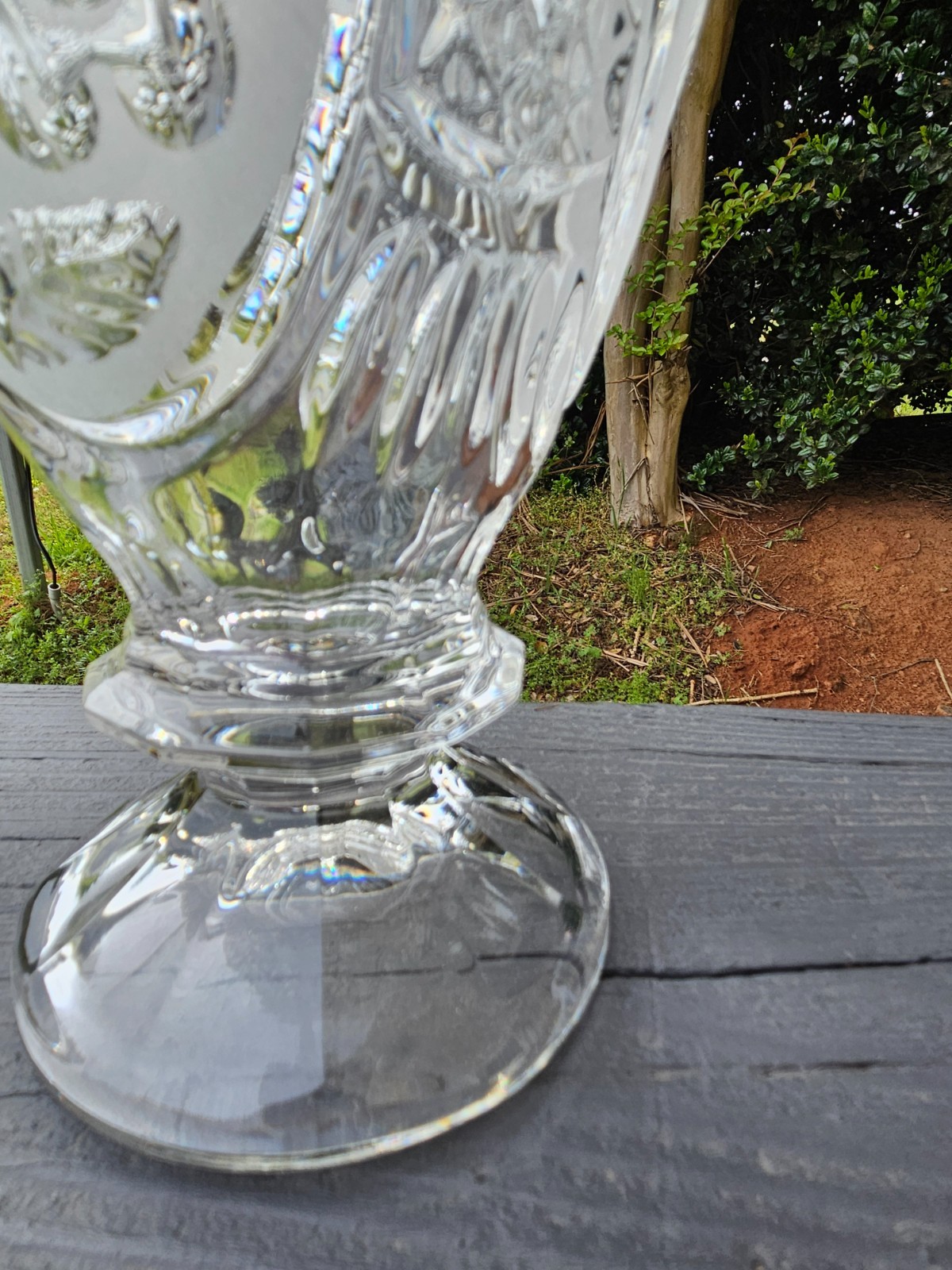 Apothecary Jar Lidded Etched Floral Patterns 14″ Crystal D’Adriana of Yugoslavia