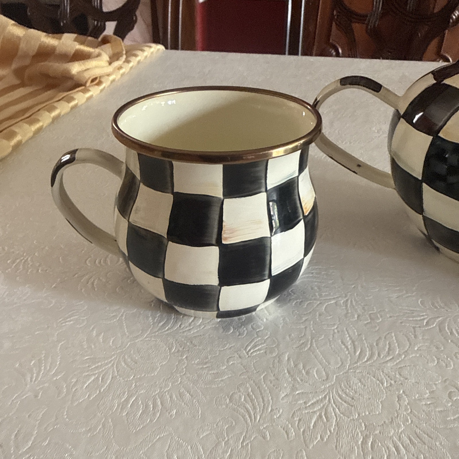 MacKenzie-Childs Courtly Check 4-Cup Teapot With Two Cups