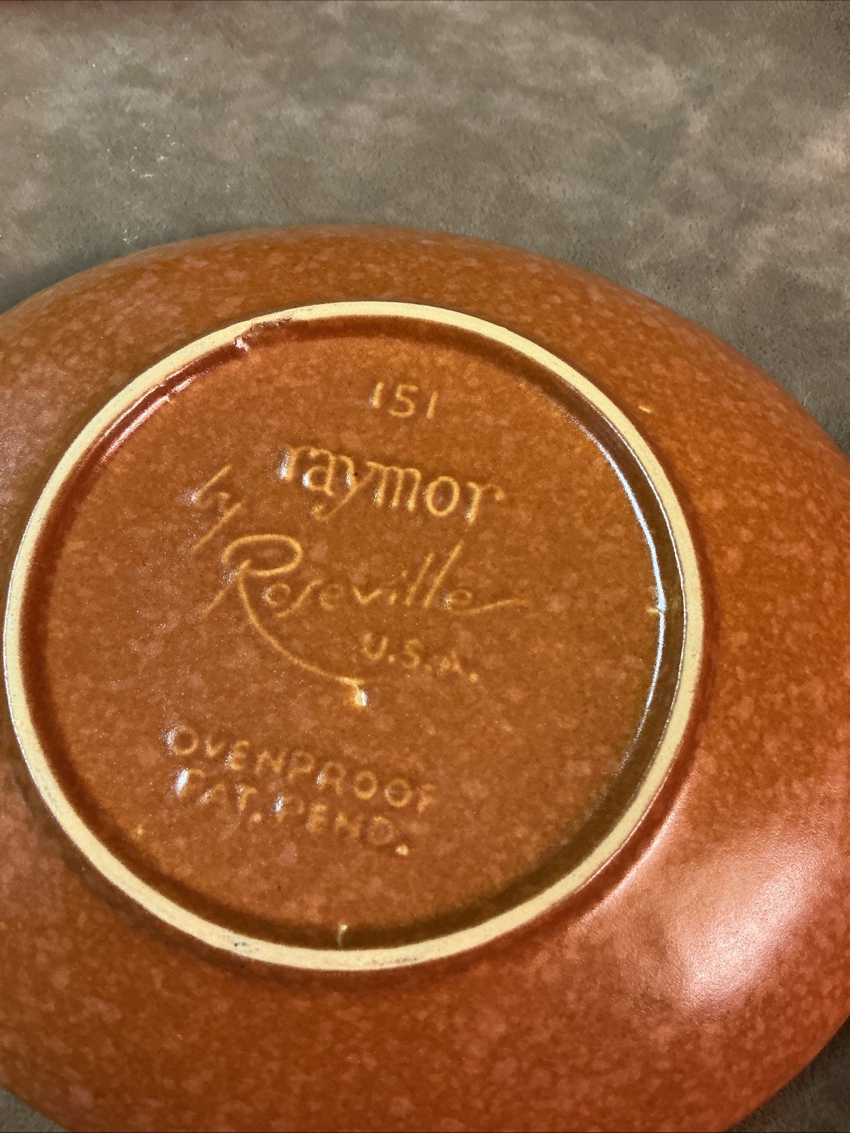 1950s Roseville pottery Raymor terra-cotta Matt Coffee Cup And Saucer