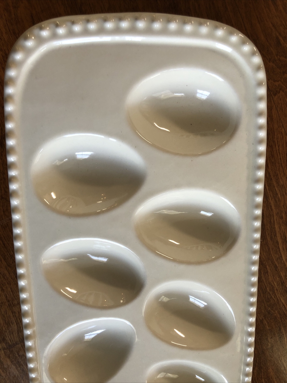 Holiday Home Heavy Ceramic Rectangle White 12 Deviled Egg Platter