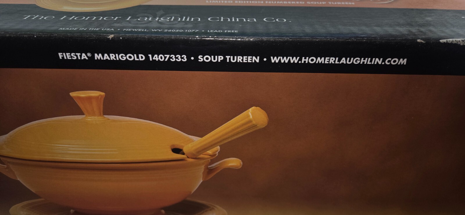 Fiestaware Marigold yellow 75th Anniversary Soup Tureen in Box #3687 /10,000 NIB