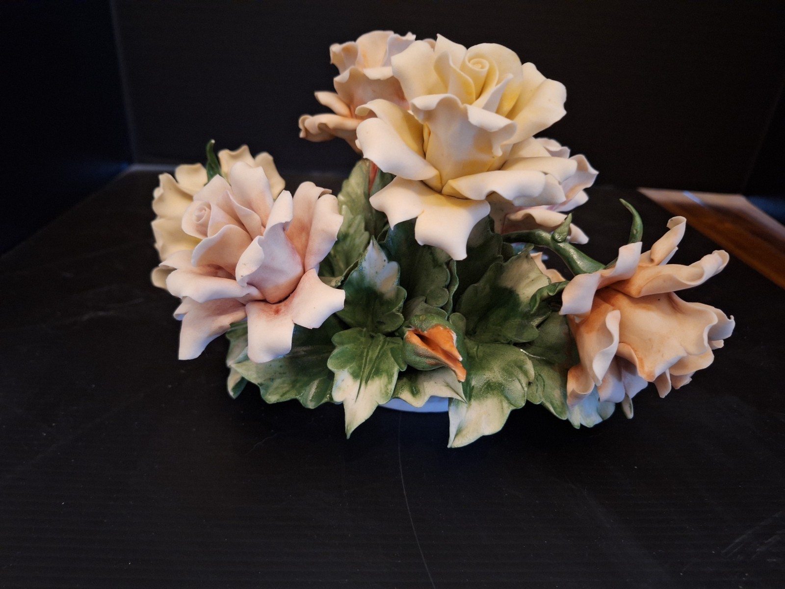 vintage Capodimonte porcelain floral centerpiece