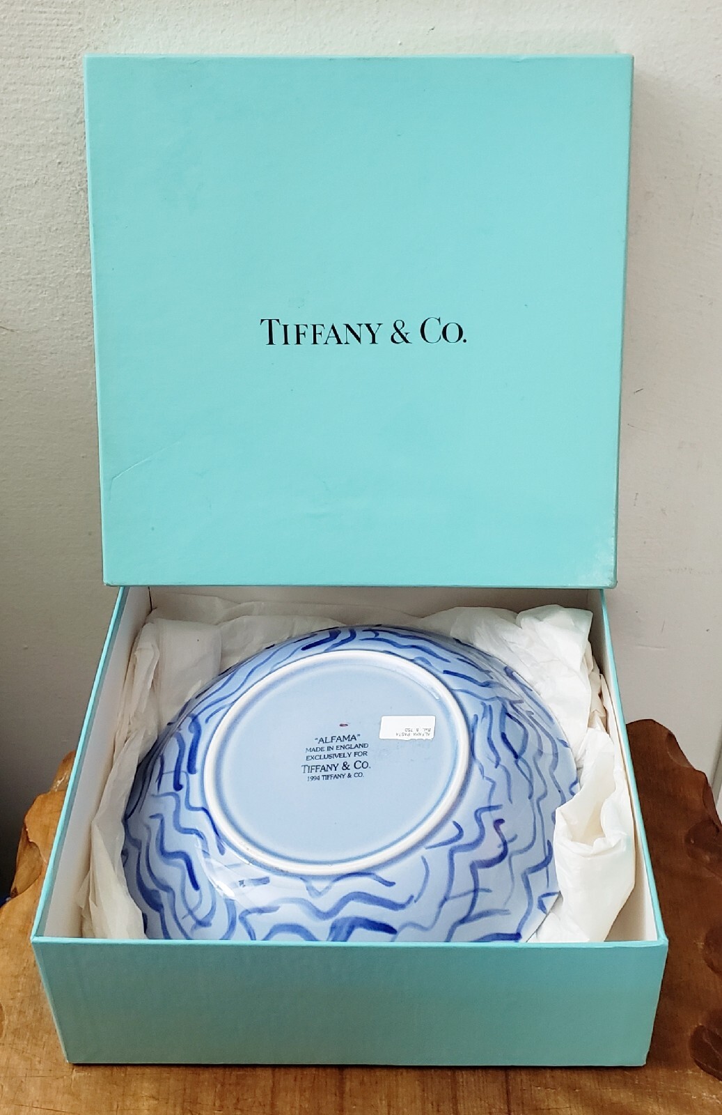 1994 Tiffany & Company ALFAMA Made In England Pasta Porcelain 8 Inch 750ml Bowl