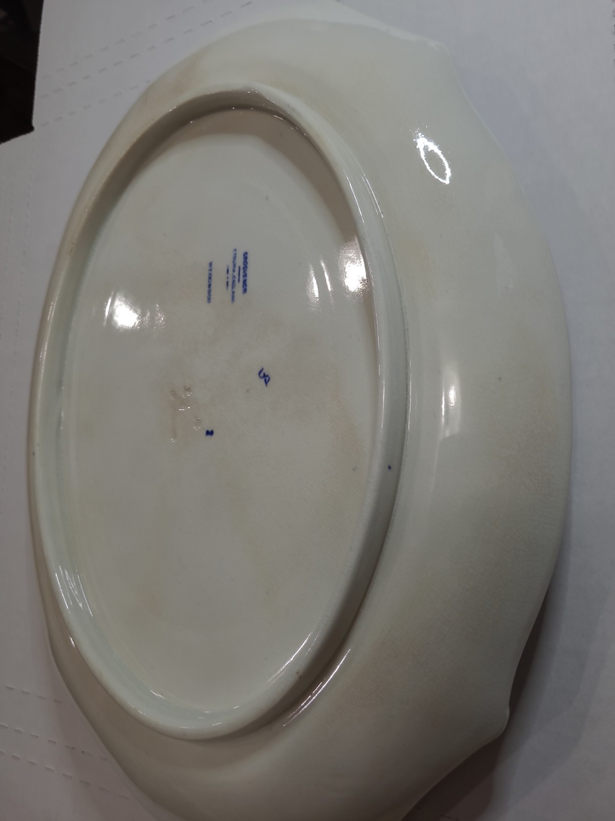 Antique Wedgwood Grosvenor Blue Flow 14.25″x10.25″Tureen Underplate Tray Platter