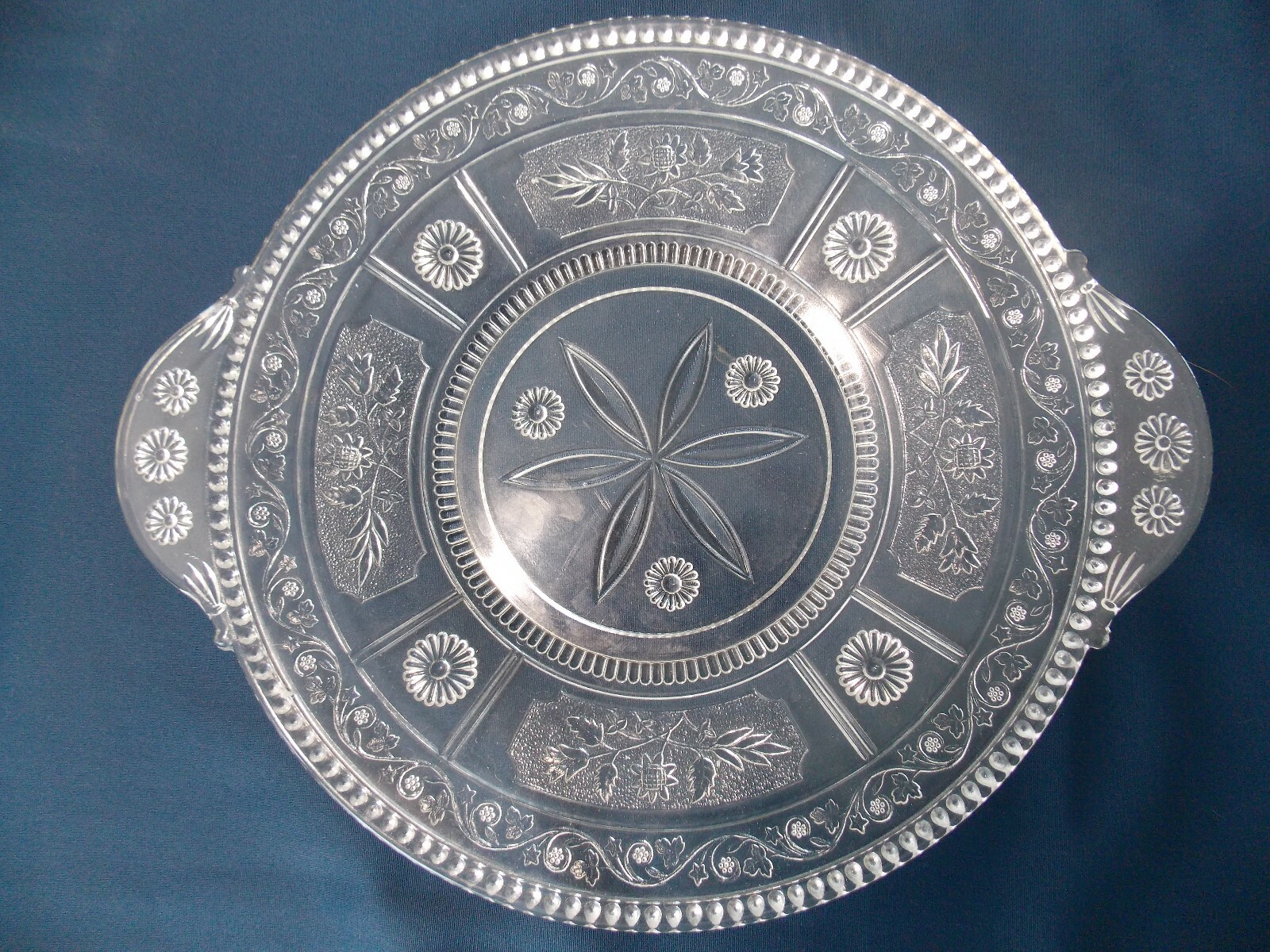 1882 EAPG Pattern Glass Serving Plate Bryce Crystal Wreath/Willow Oak