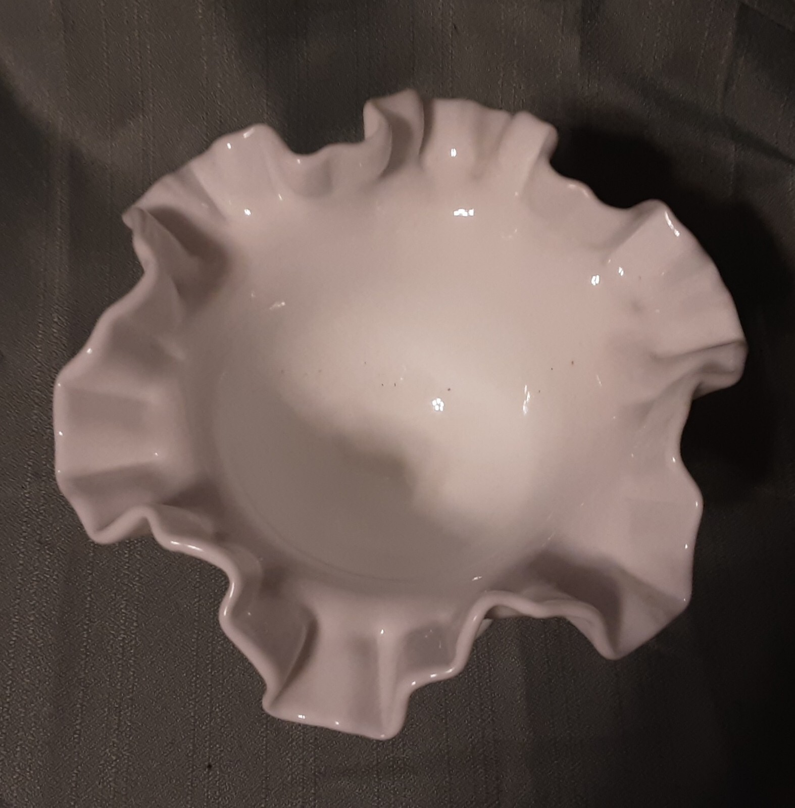 Vintage Fenton? Hobnail Milk Glass Depression Glass Crimped Compote/candy Dish
