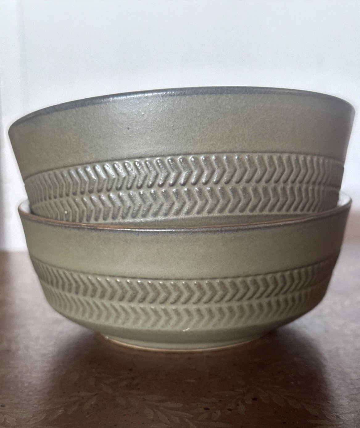 Set of 2 DENBY CAMELOT Dark Green Fruit Dessert Cereal Bowls England VTG