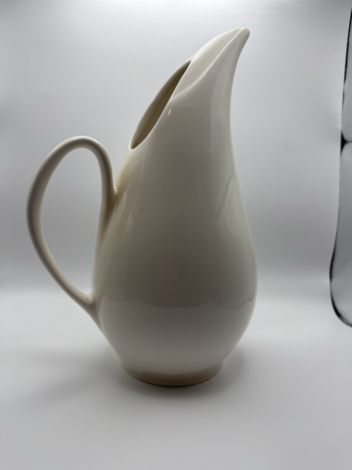 Vintage MCM Ivory White Pitcher Fascination by Universal Potteries 11 inches *