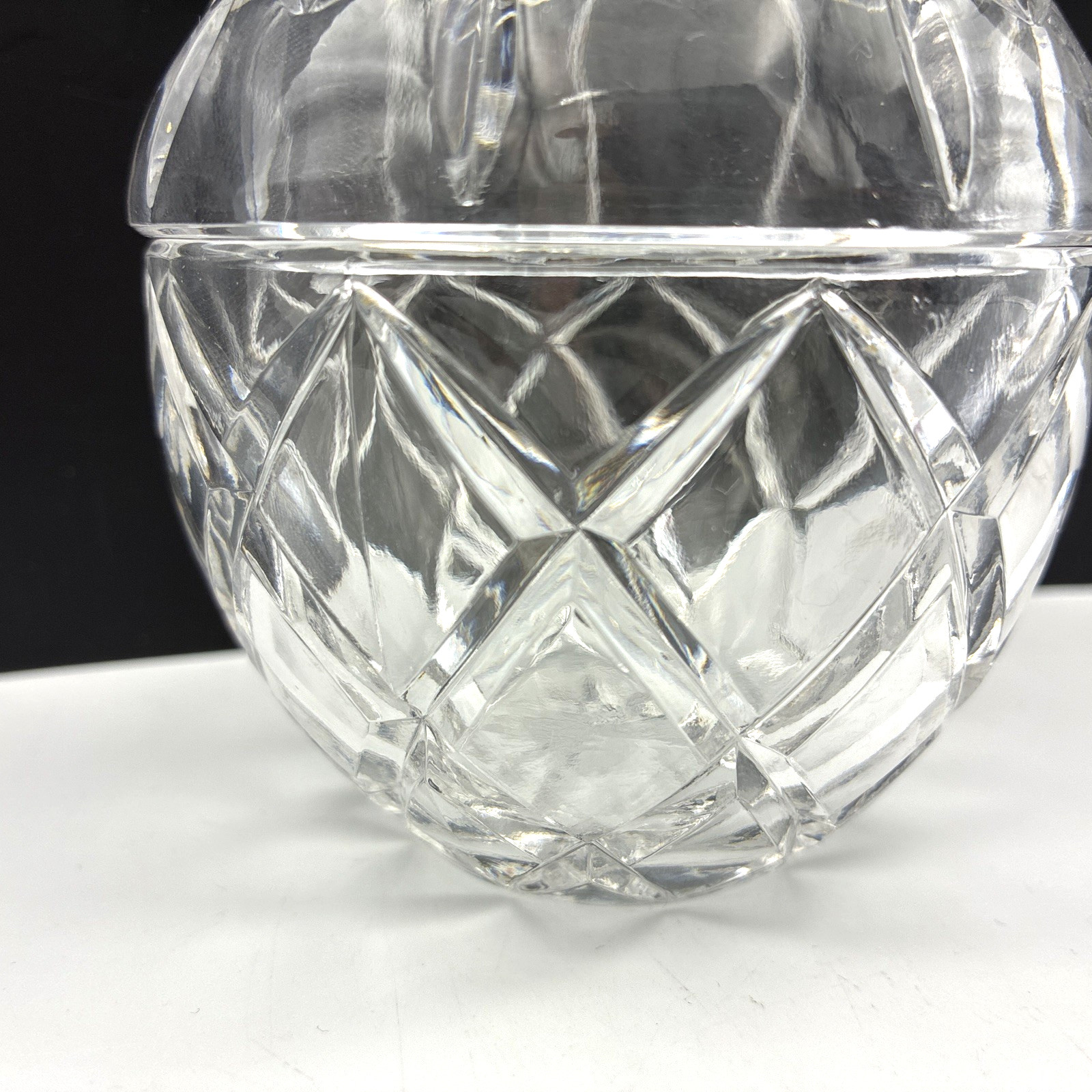Vintage Pear Shaped Cut Crystal Glass Style Lidded Jam Candy Condiment Dish 6in