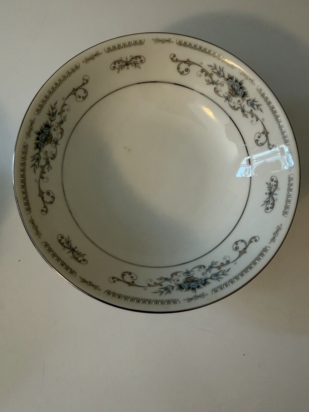 Fine Porcelain China Diane Bowl White Blue Floral Platinum Trim Japan Set of 6