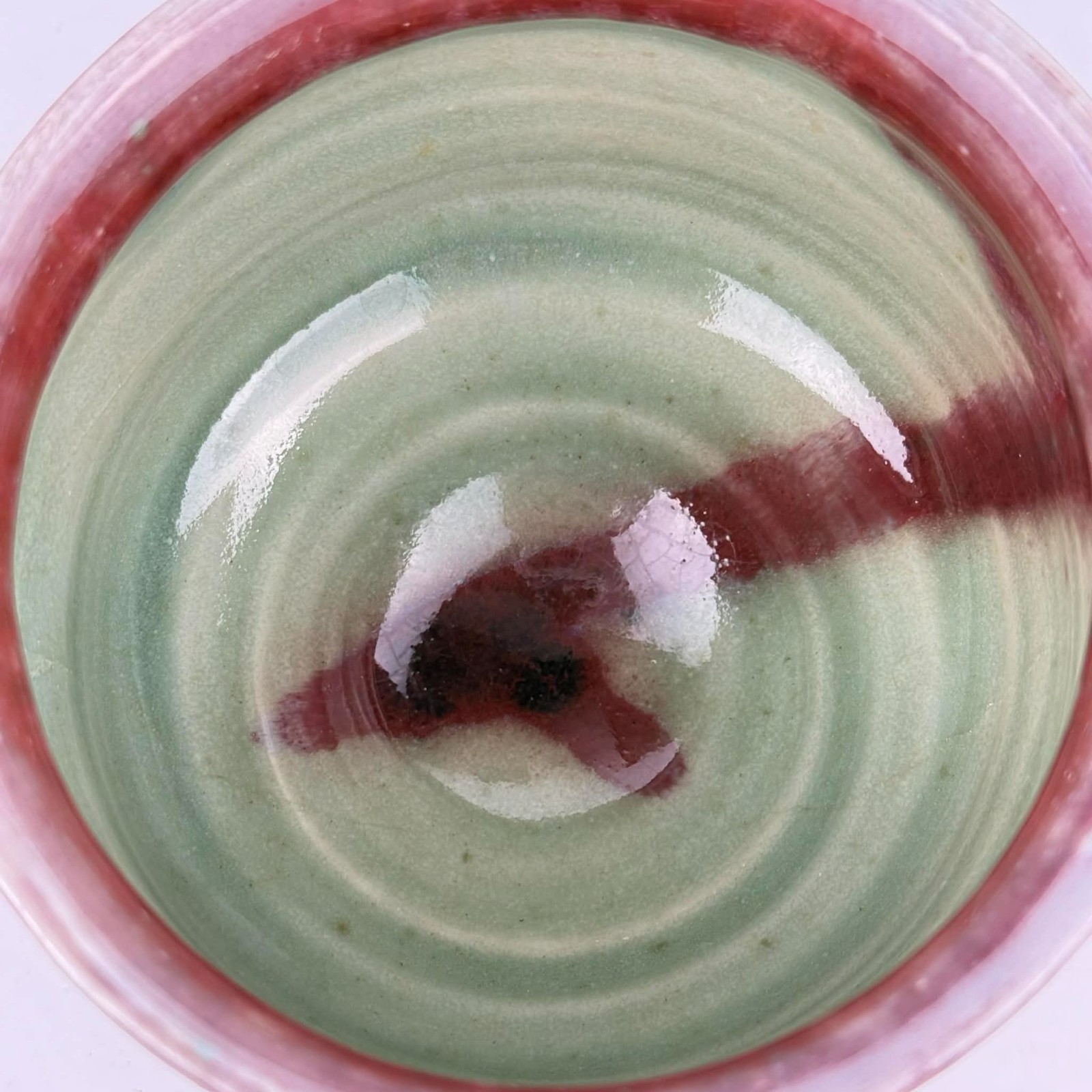 Studio Pottery Stoneware Bowl Art Decor 4.25” Artist Made Blue Violet Drip Glaze