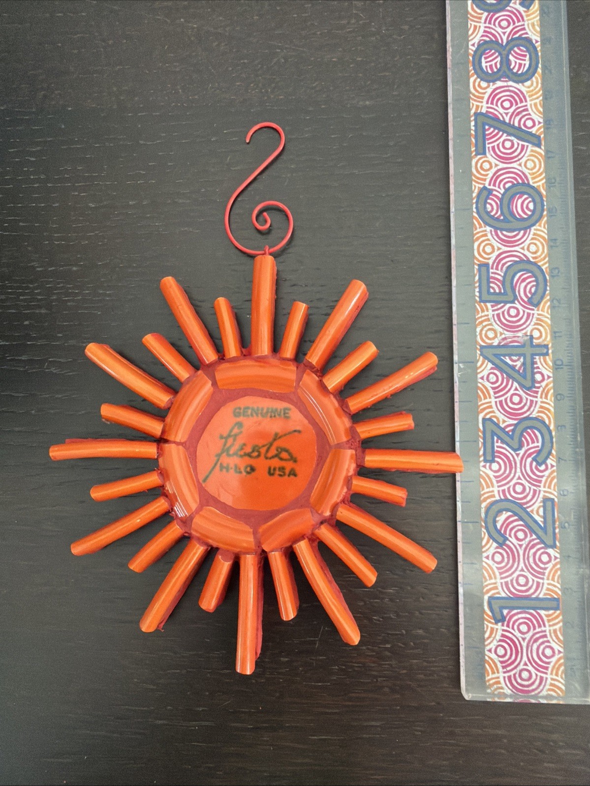 FIESTA WARE * SUN ☀️ Christmas Ornament HANDMADE USA with Vintage Red ( ORANGE)
