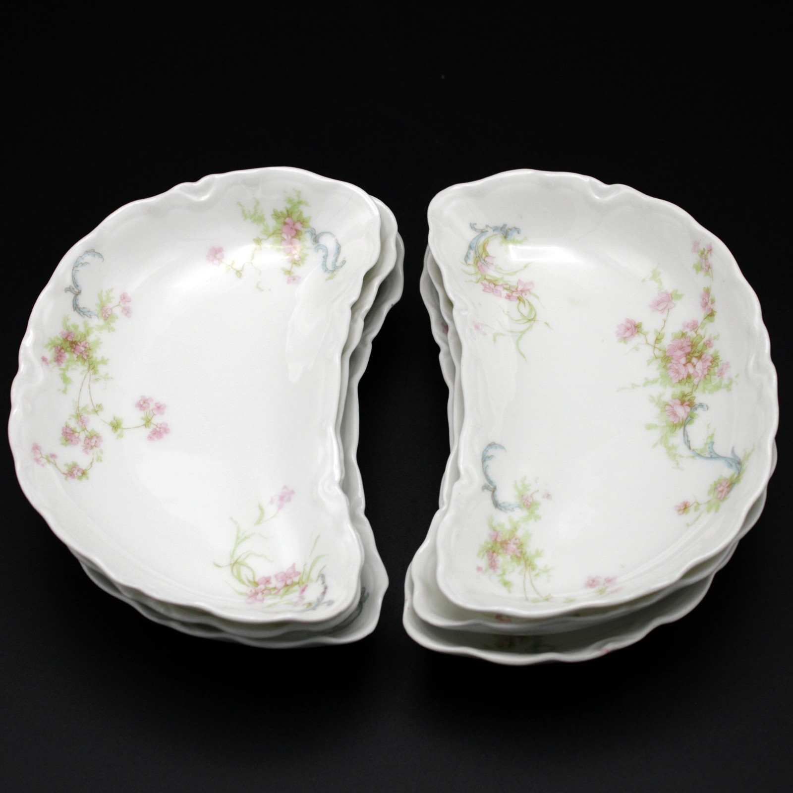 Haviland Limoges Princess Crescent Bone Dishes Set 6pc, Antique Schleiger 57A 6″