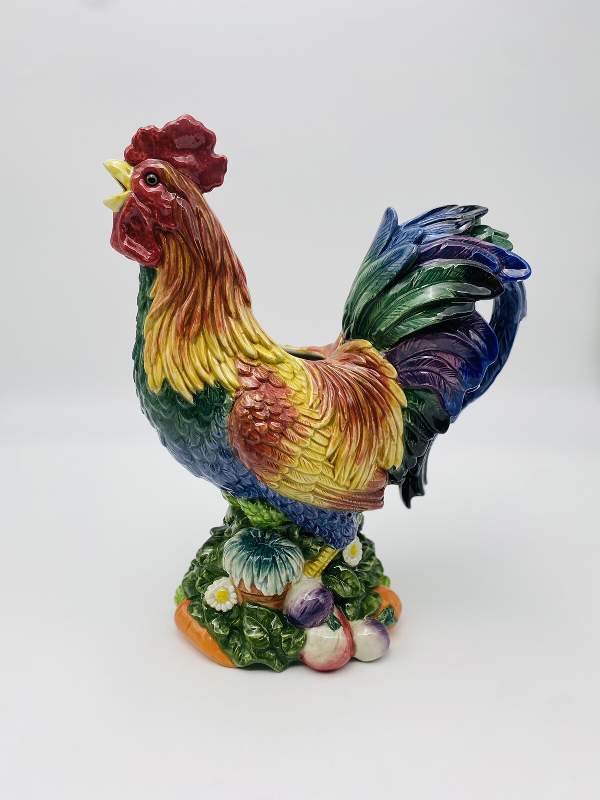 Fitz & Floyd Classics Country Gourmet Rooster 12” Tall Pitcher / Centerpiece