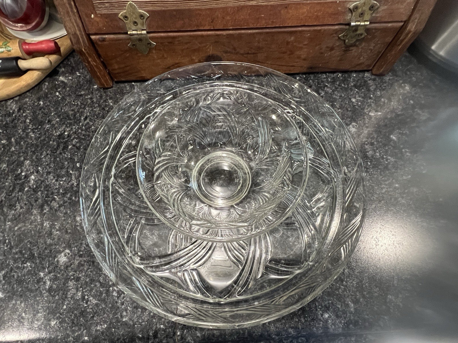 VTG Anchor Hocking “Swirl” Pattern Chip & Dip Dish