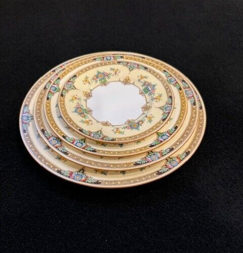 Antique Minton Eloise Orange Porcelain 9-piece Place Setting
