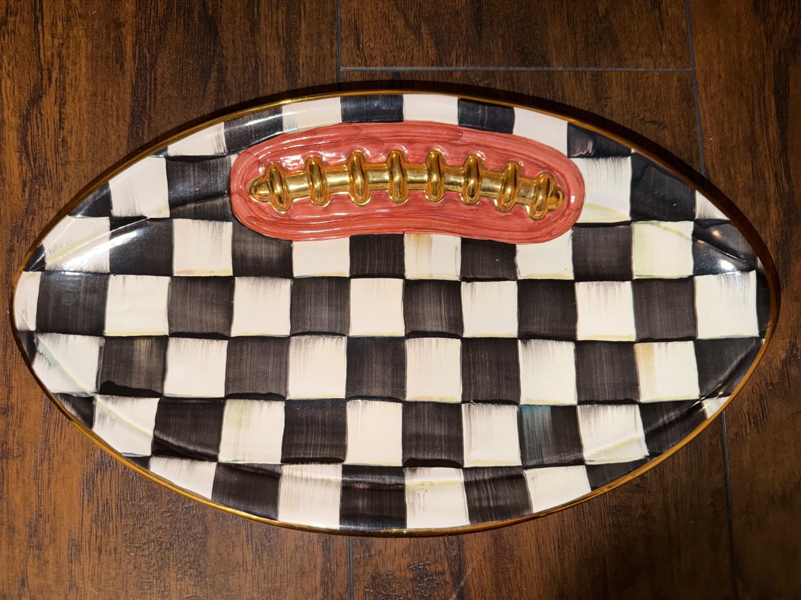 Mackenzie Childs Courtly Check Football Platter